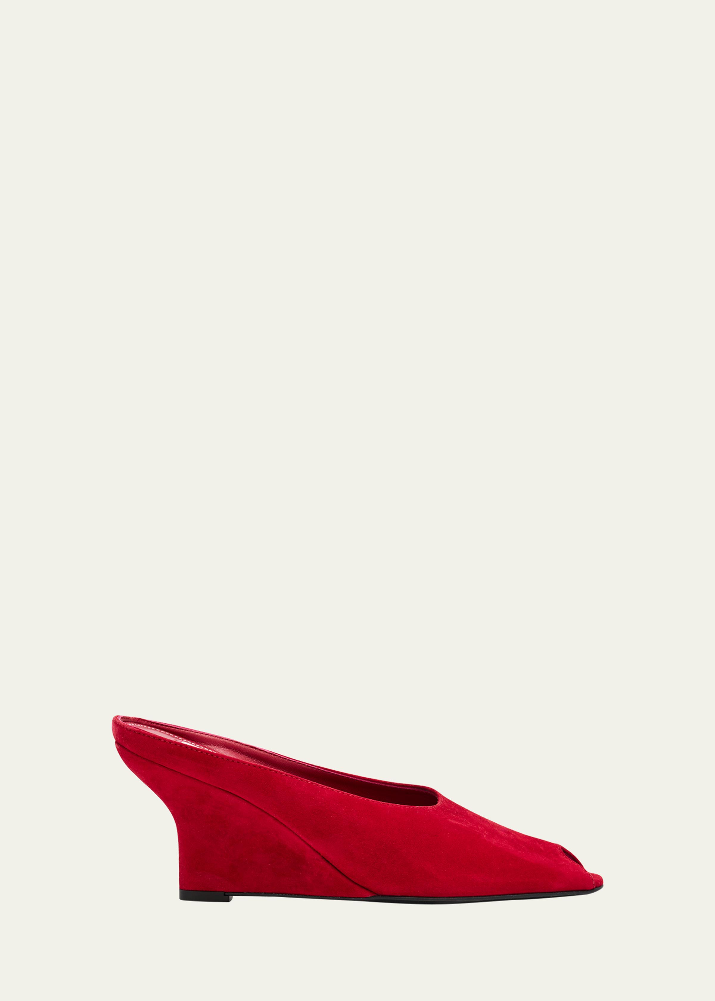 Velvet Peep-Toe Mules