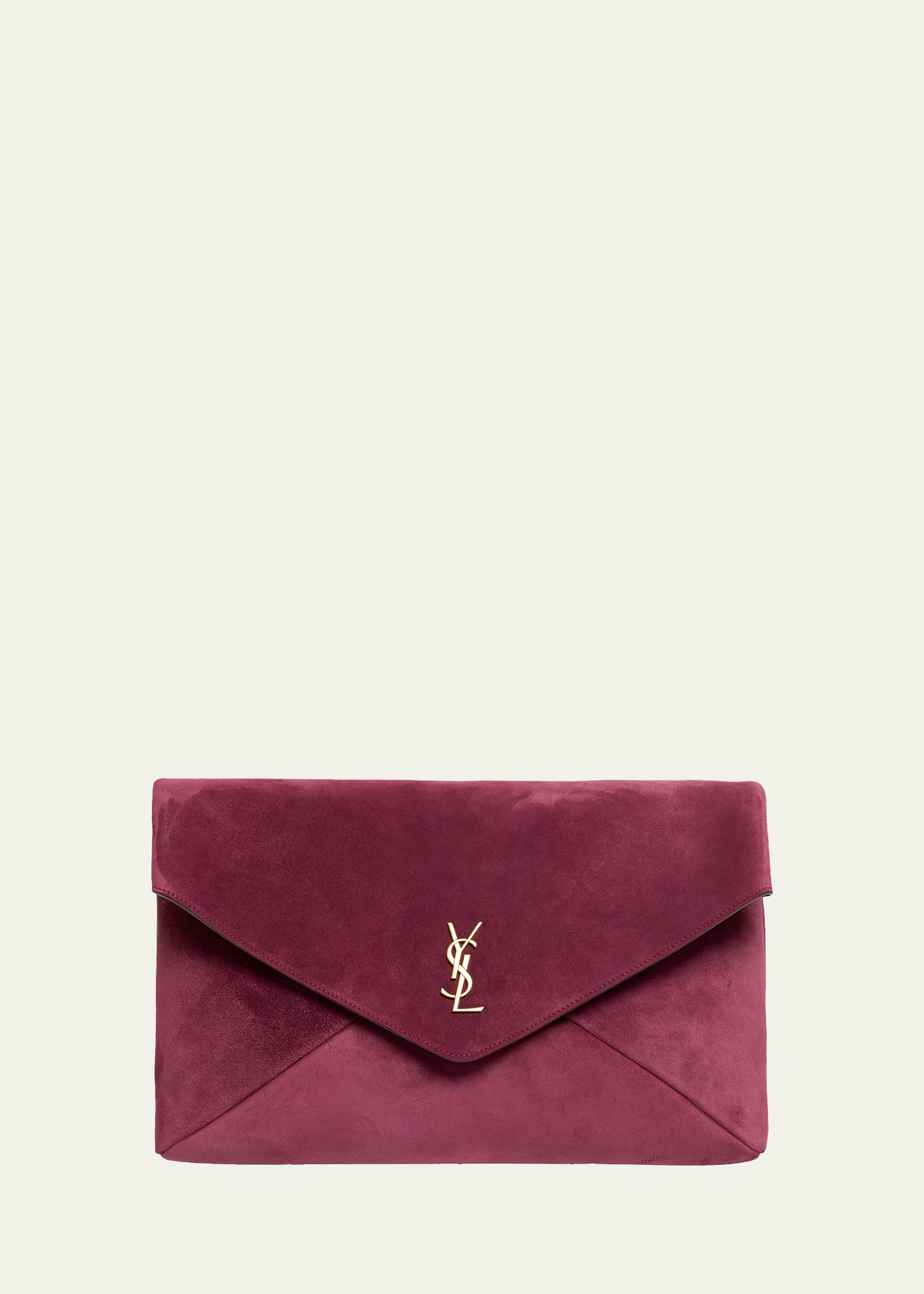 YSL XXL Suede Envelope Pouch Clutch Bag