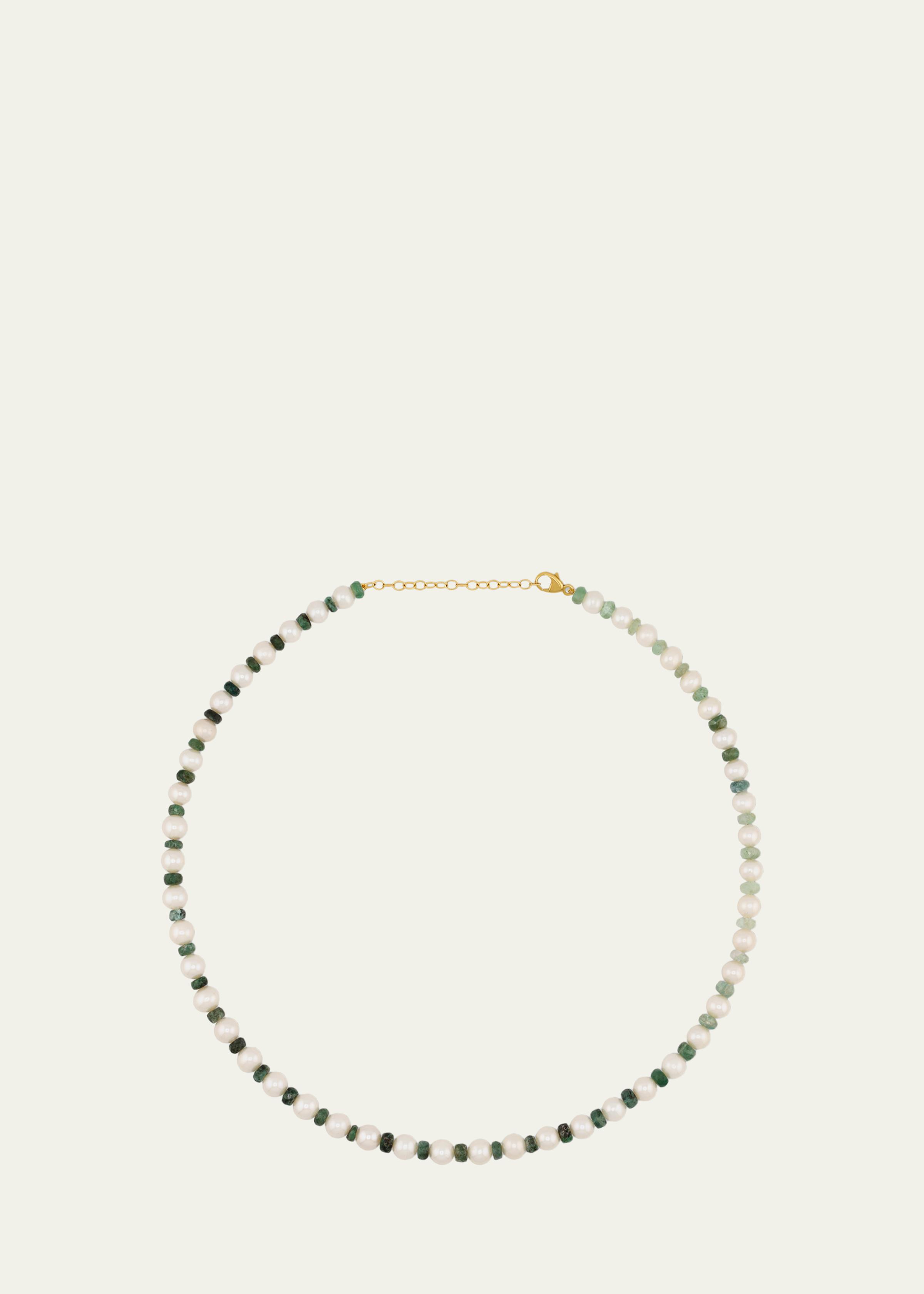 Ocean Jumbo Emerald and Pearl Necklace