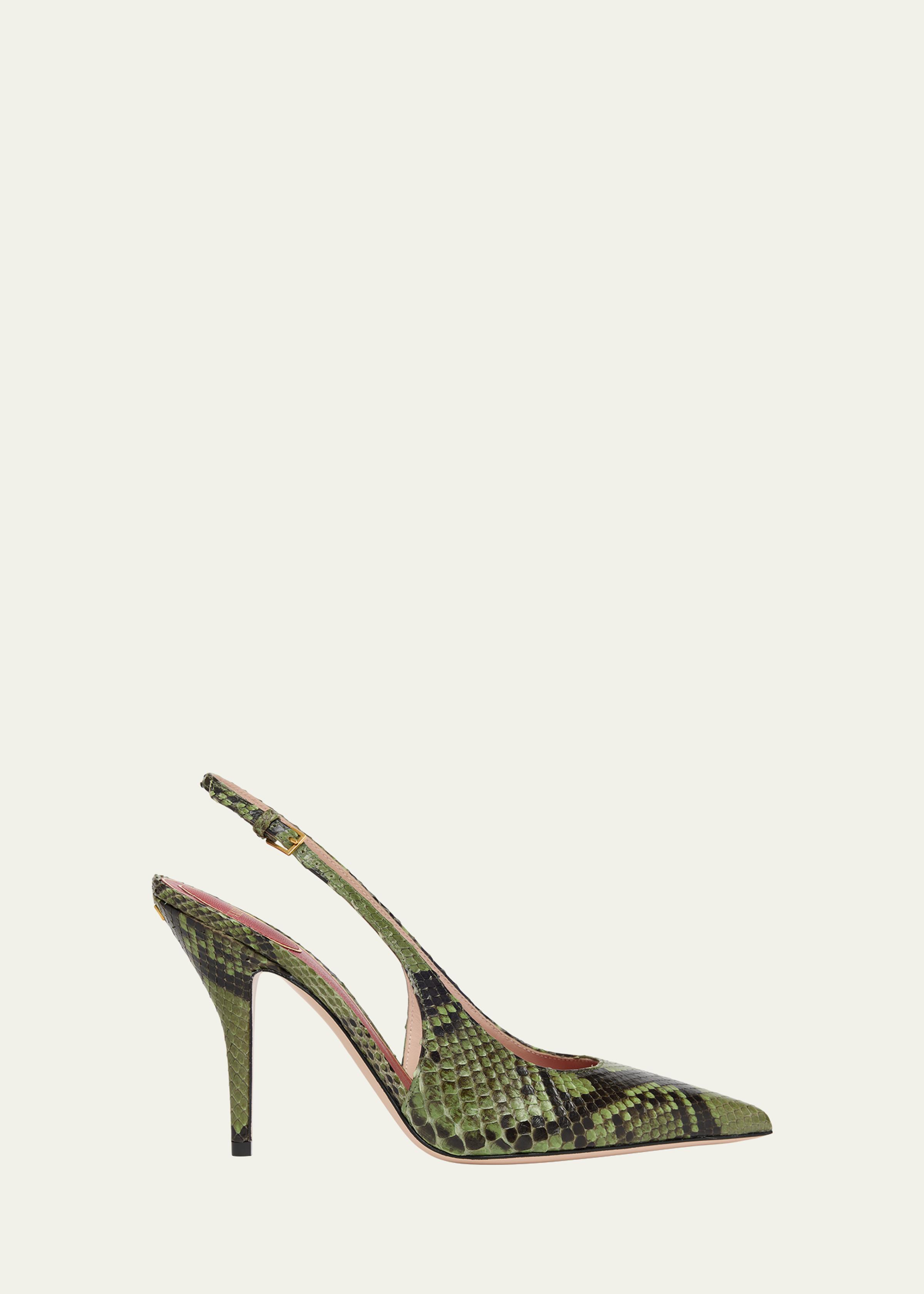 100mm Cuttie Snakeskin Slingback Pumps