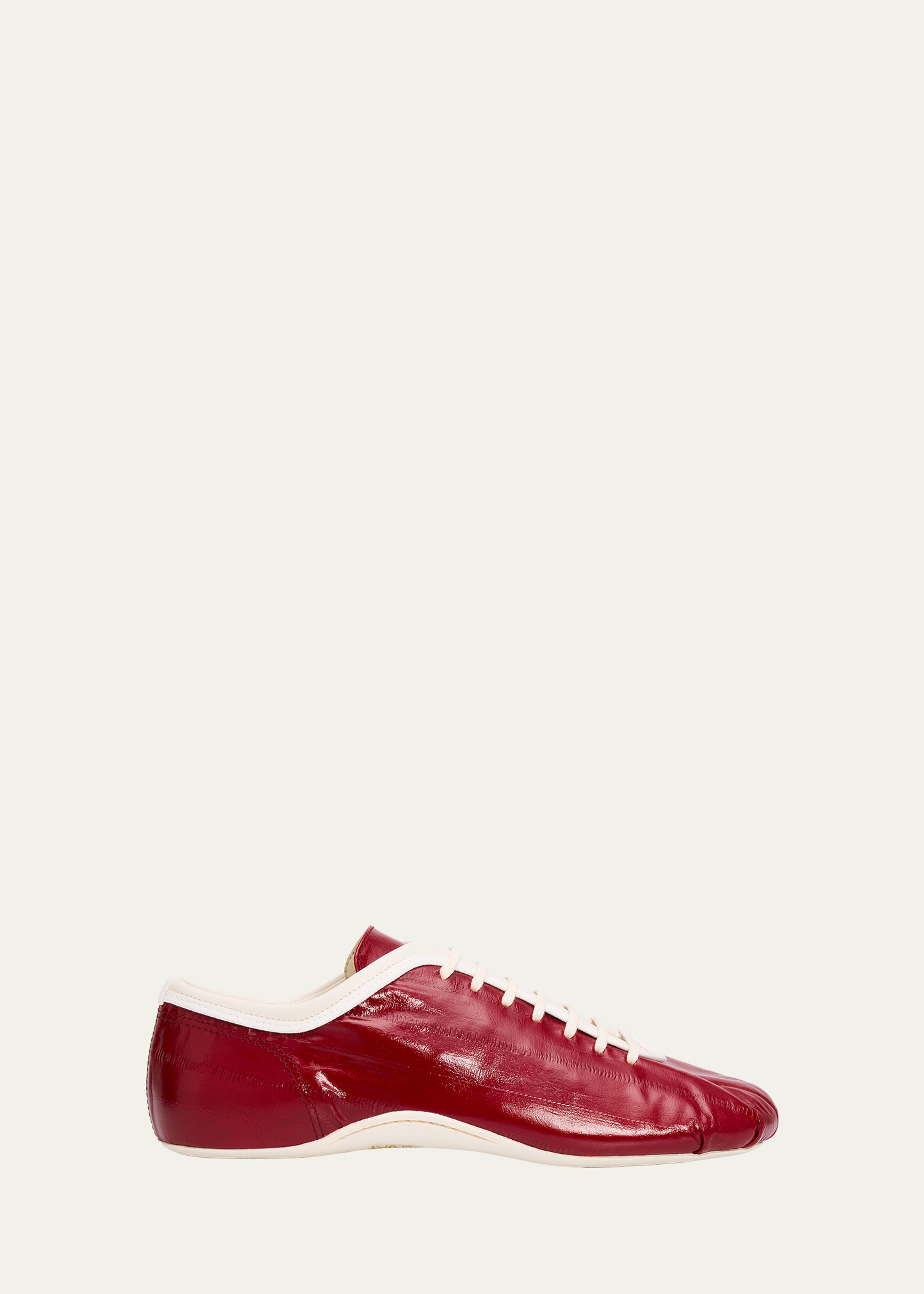 Leren Glossy Eel-Effect Leather Slim Sneakers