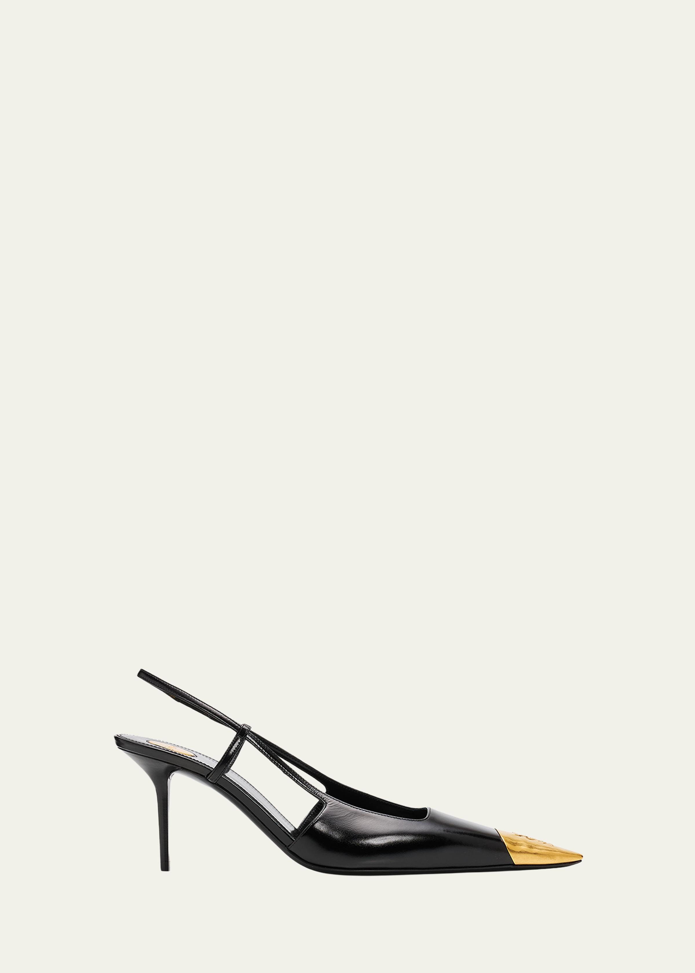 75mm Jeanne Leather Slingback Pumps