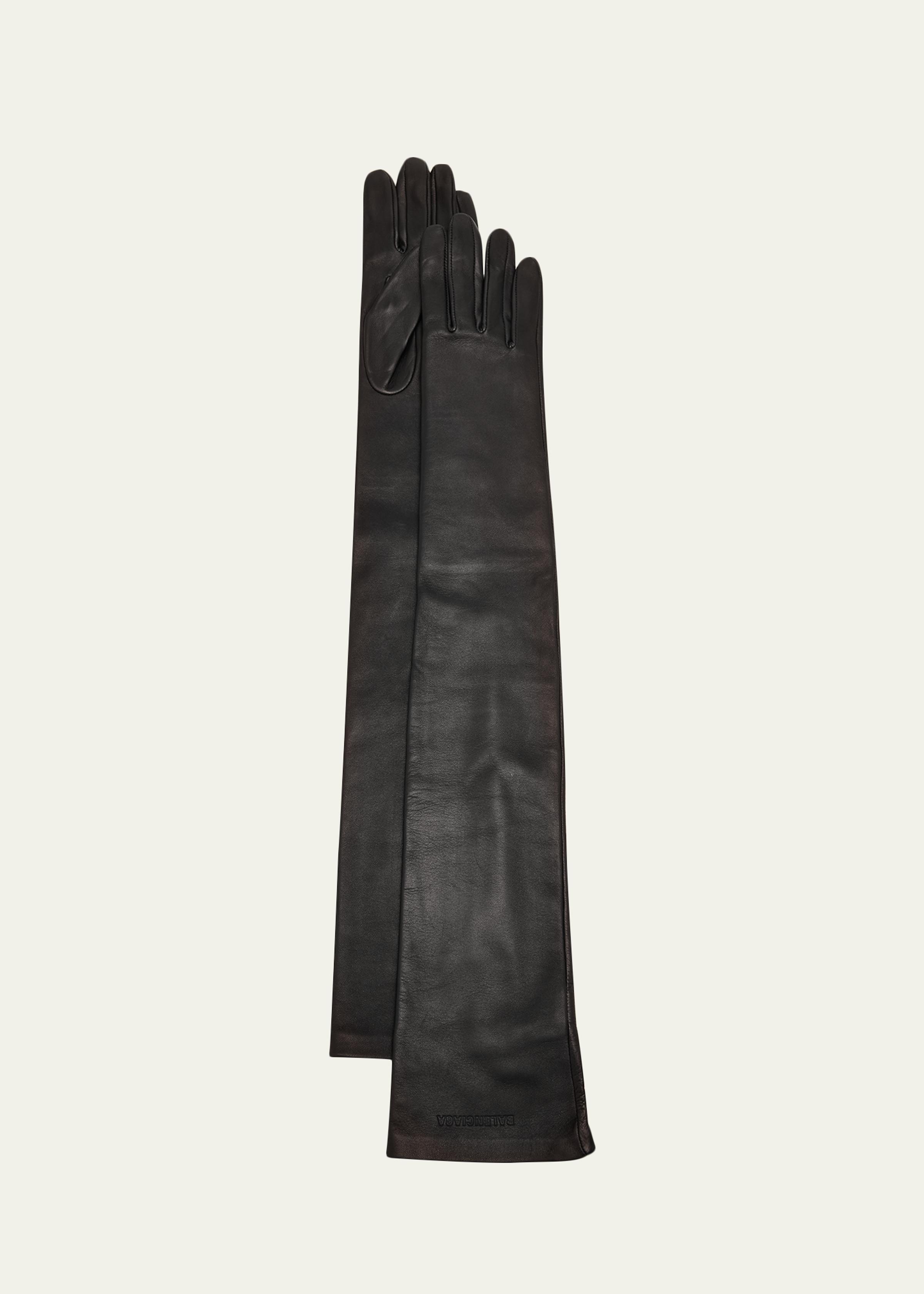 Long Lambskin Leather Gloves