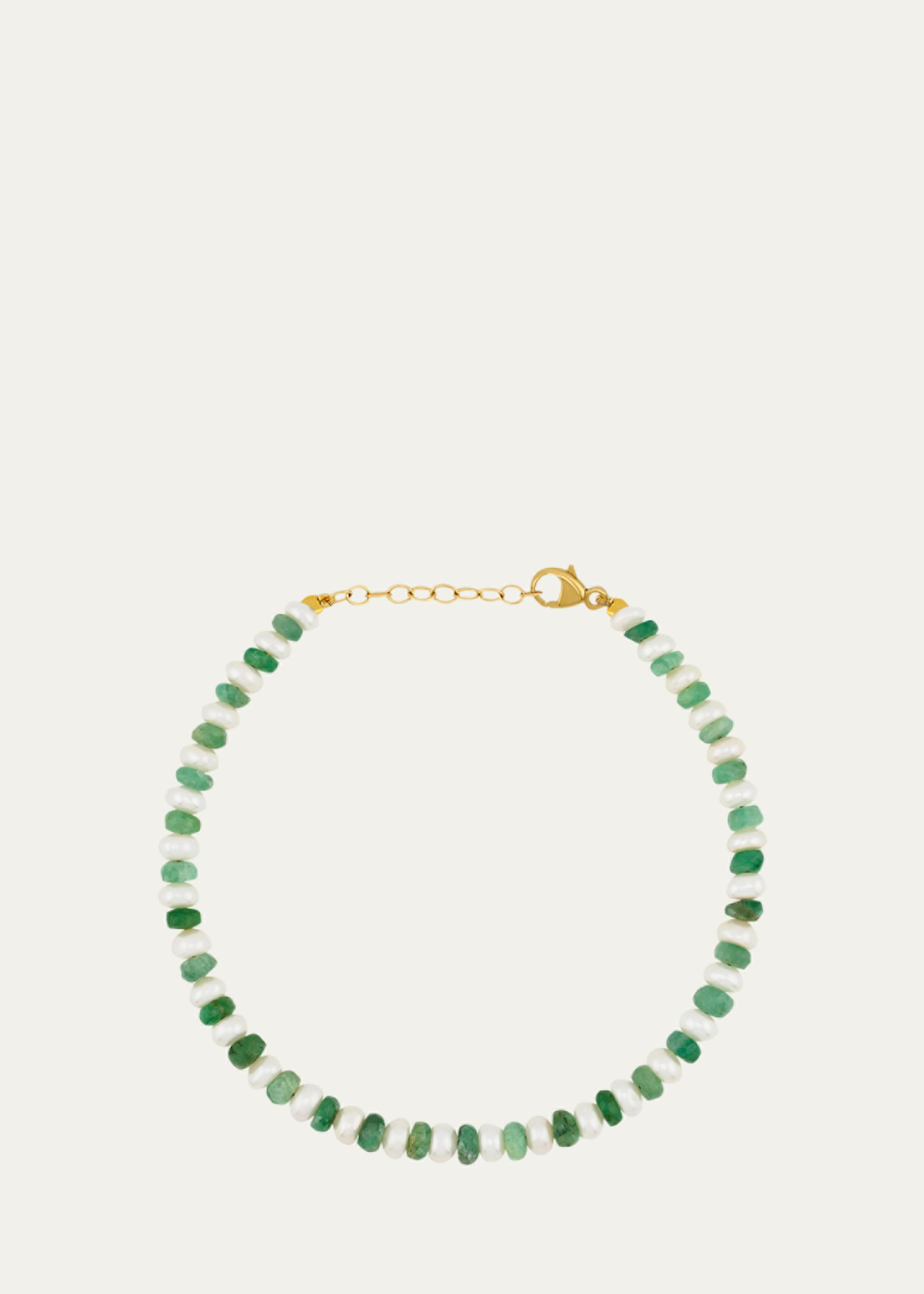 Ocean Connection 14K Emerald and Pearl Bracelet