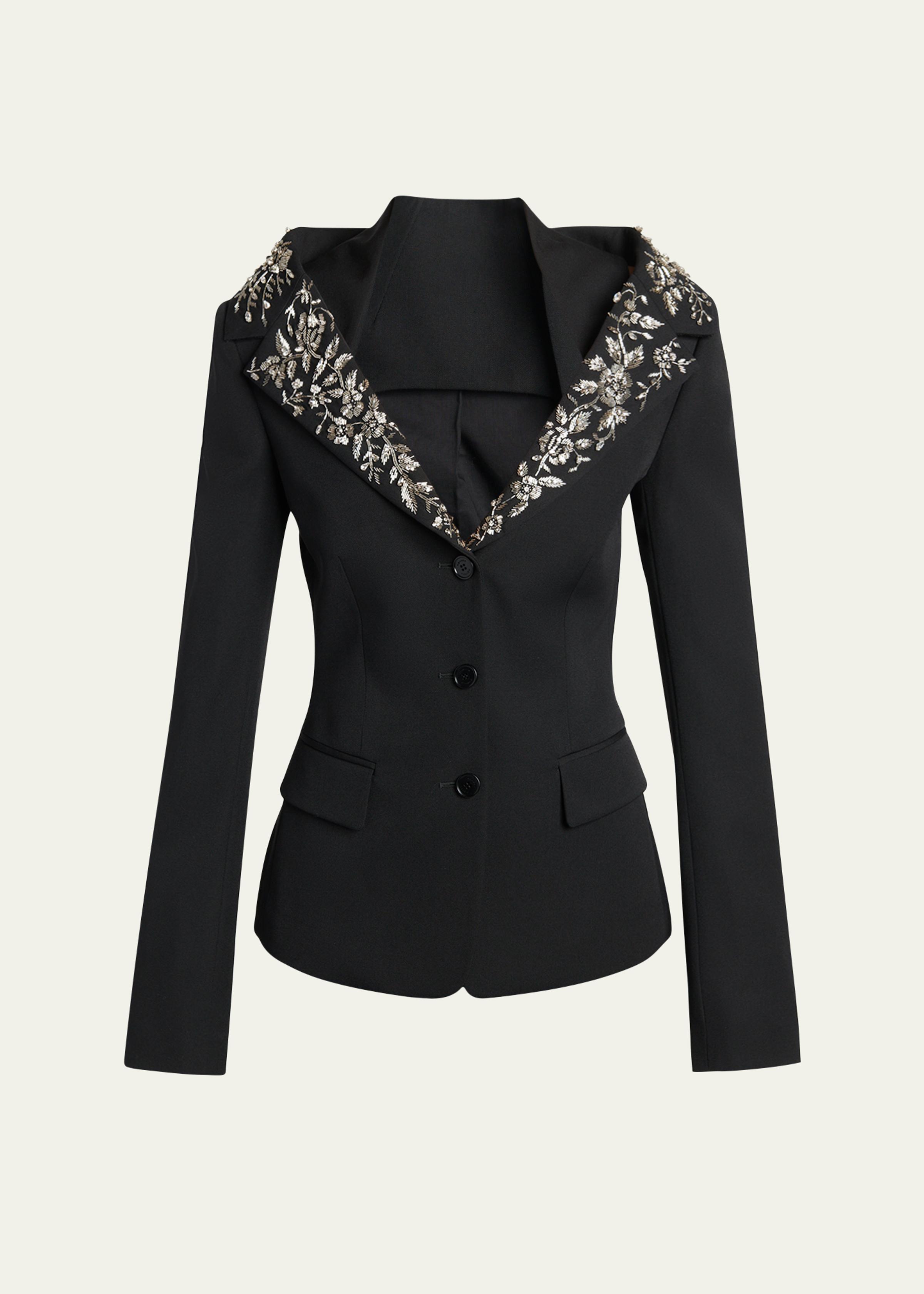 Beaded Off-The-Shoulder Single-Breasted Jacket