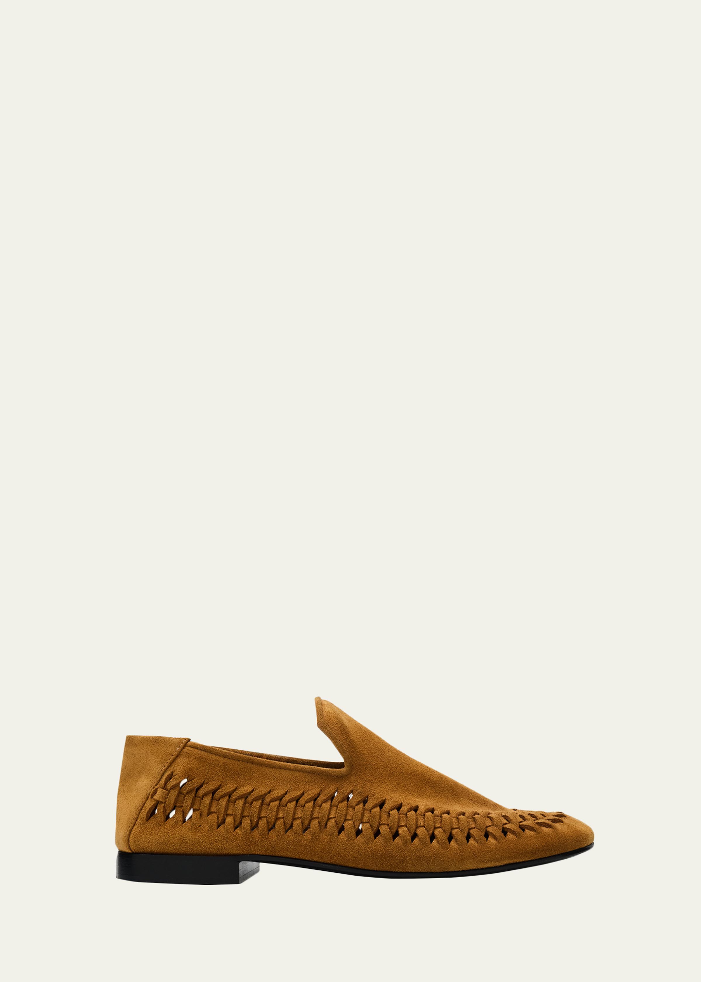Whipstitch Suede Moccasin Loafers