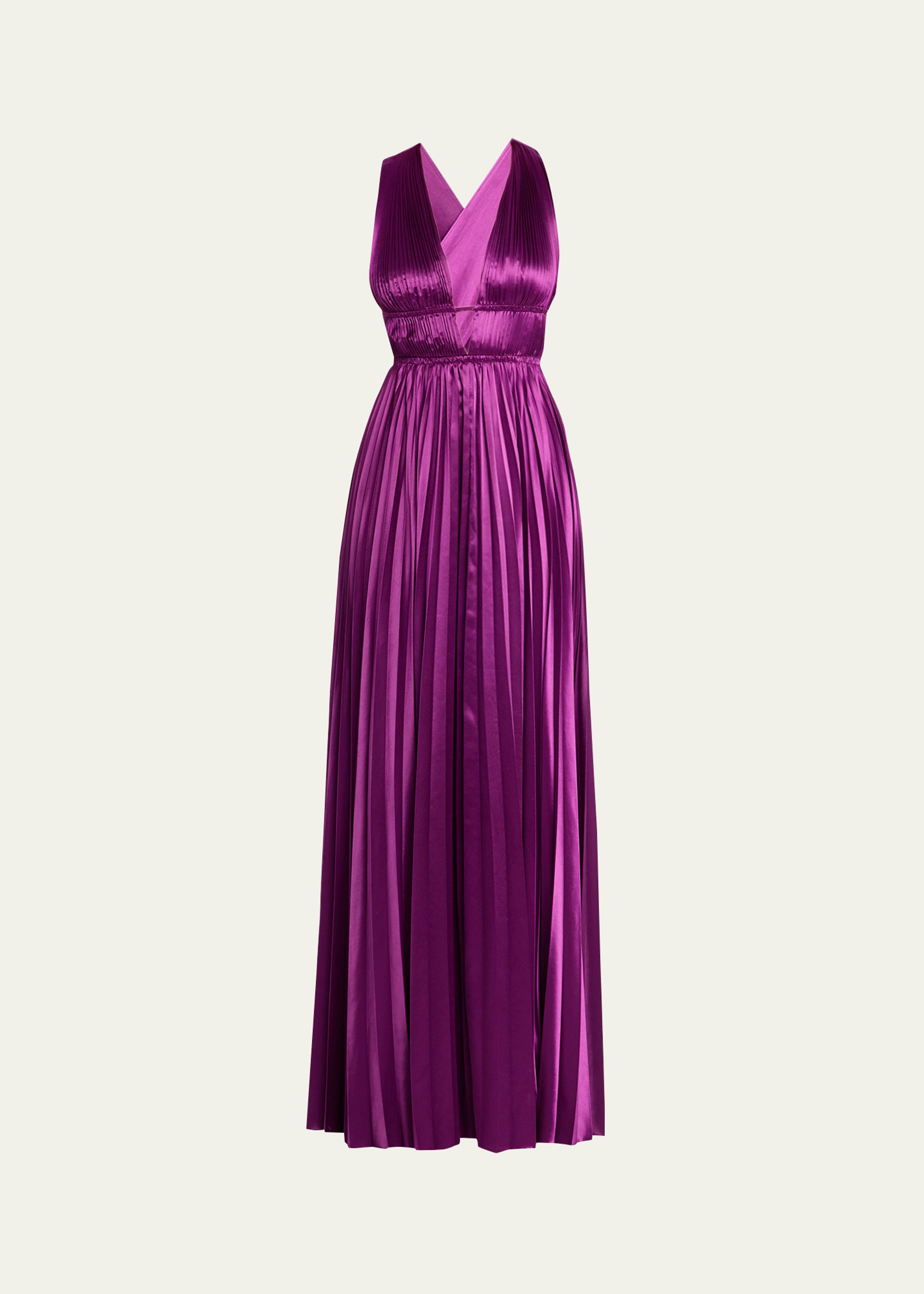 Lena Pleated Satin Gown