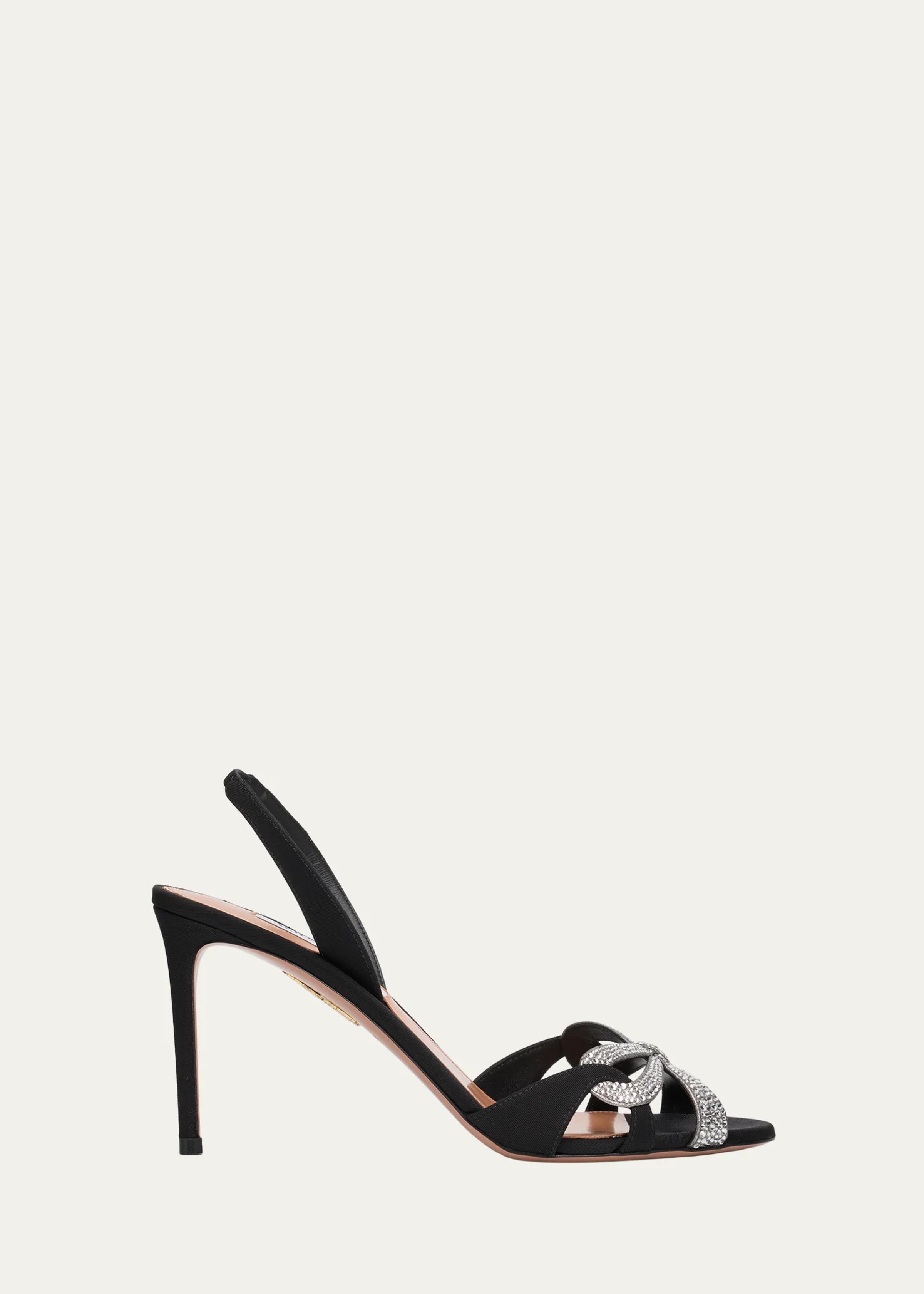 85mm Crystal Ribbon Kiss Slingback Sandals