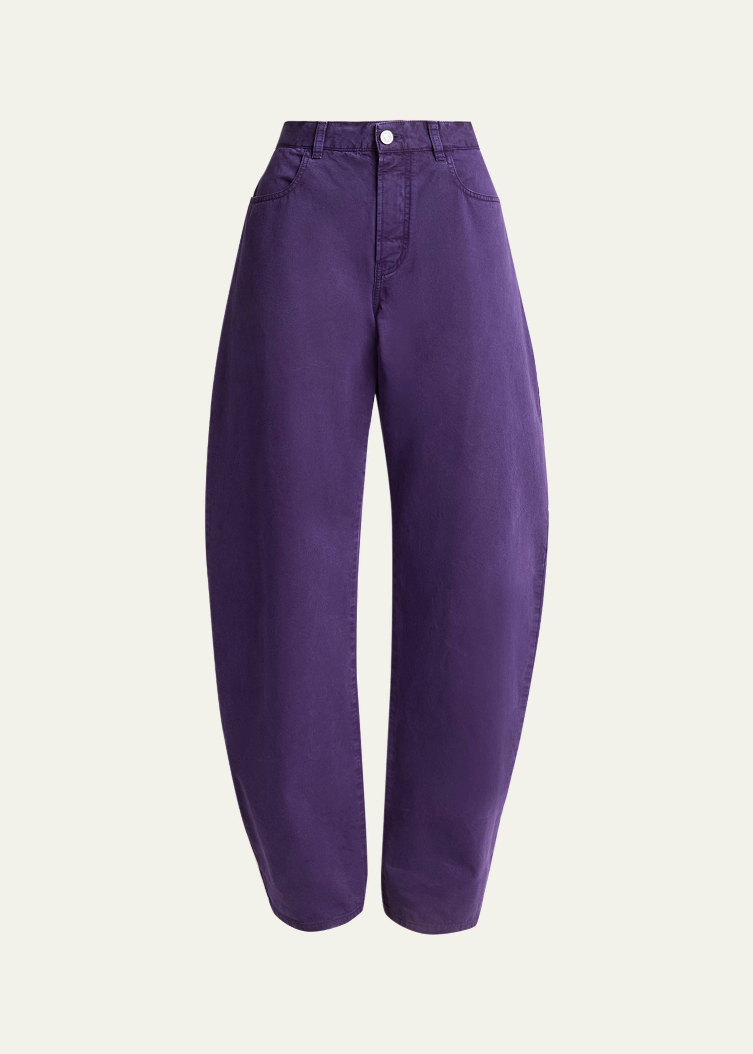 Tinted Denim Barrel-Leg Pants