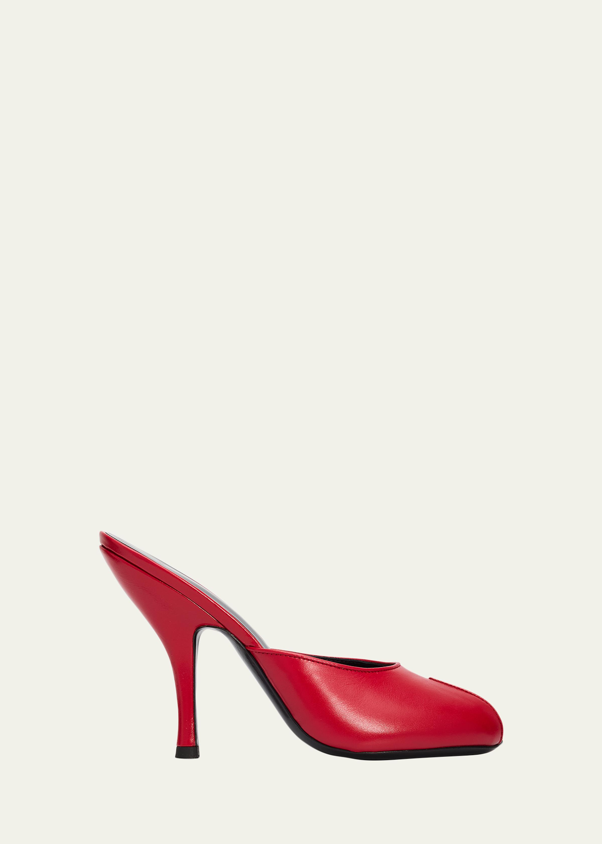 105mm Date Leather Peep-Toe Mules