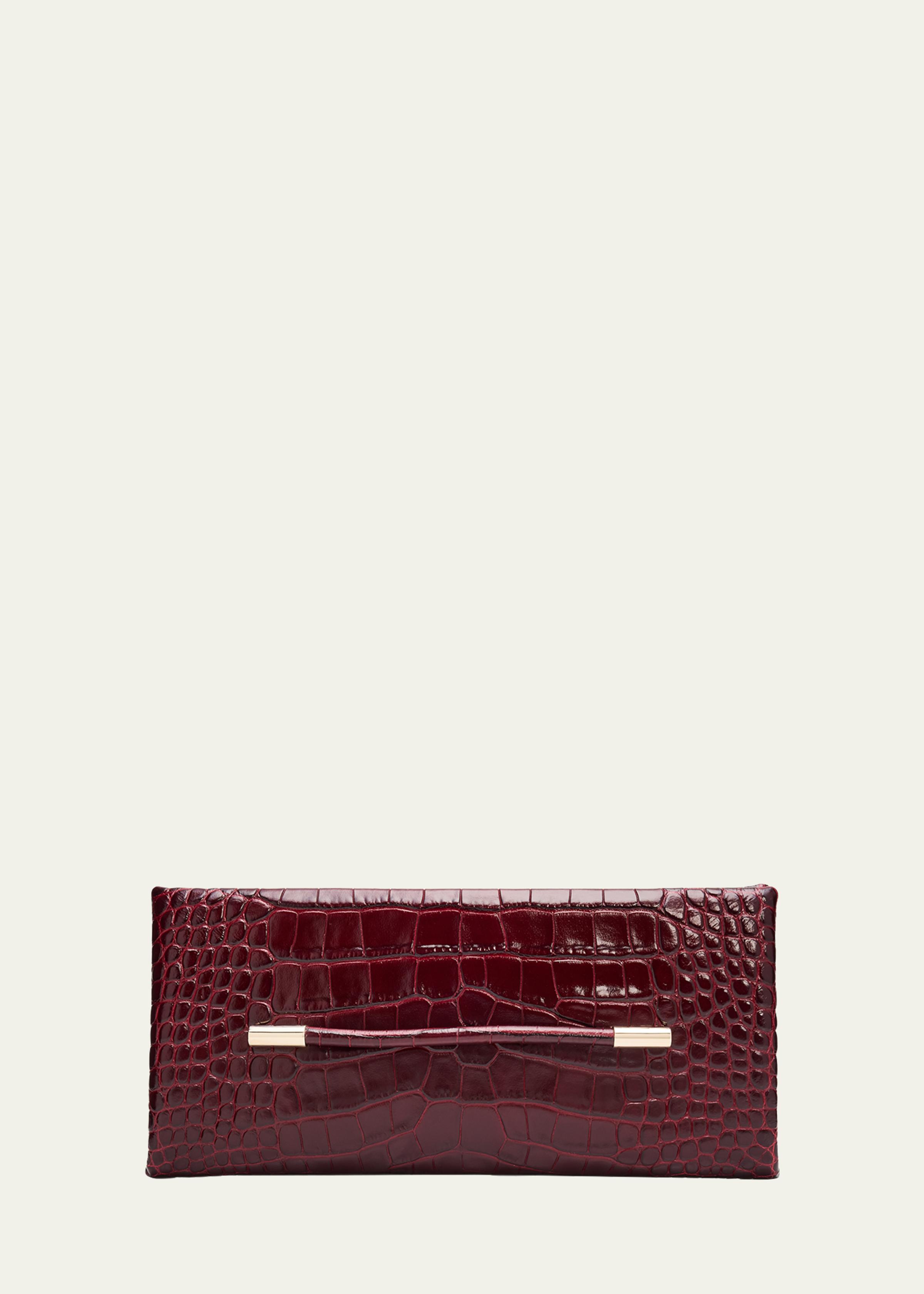 Ava Croc-Embossed Leather Clutch