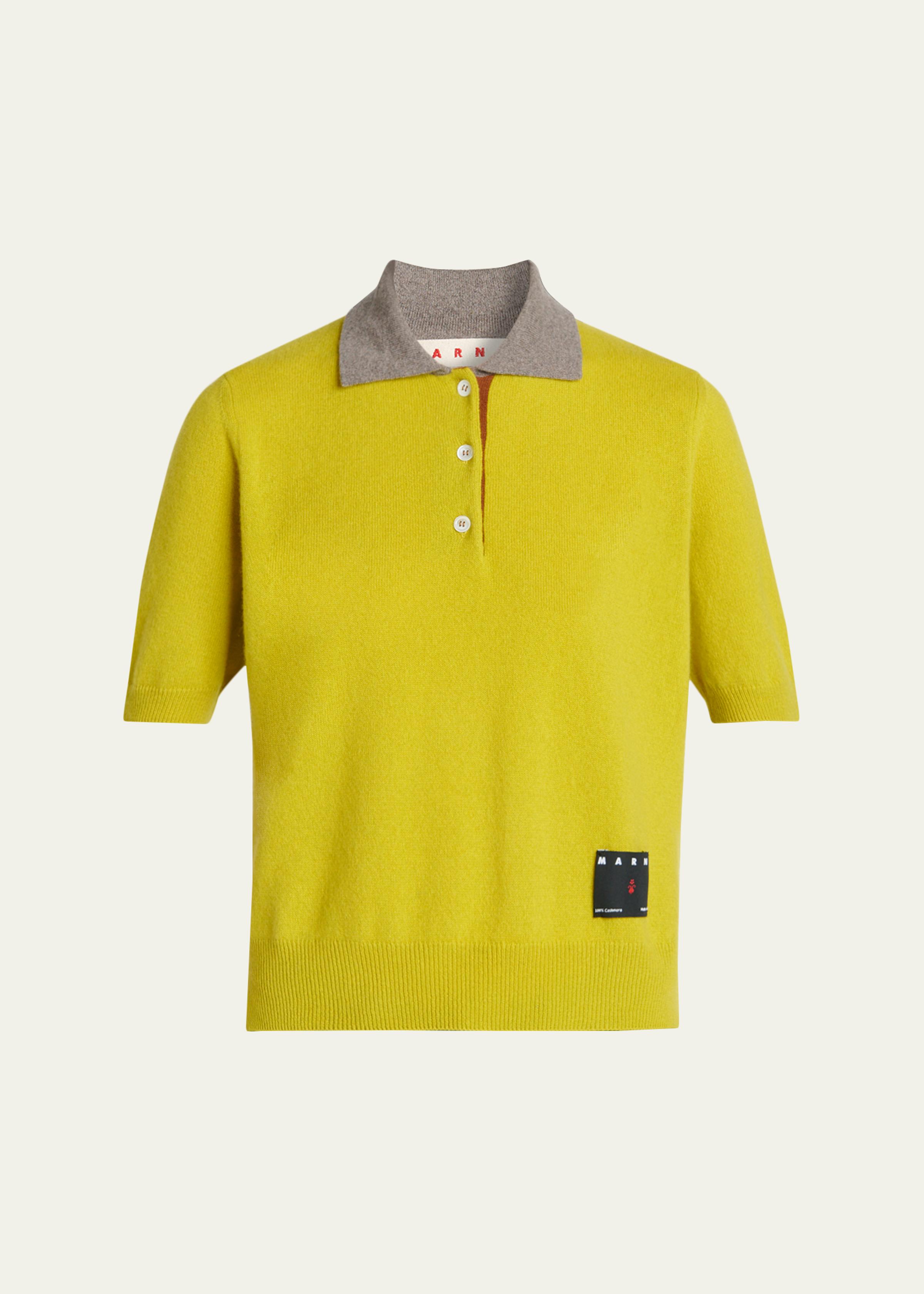 Cashmere Short-Sleeve Polo Sweater