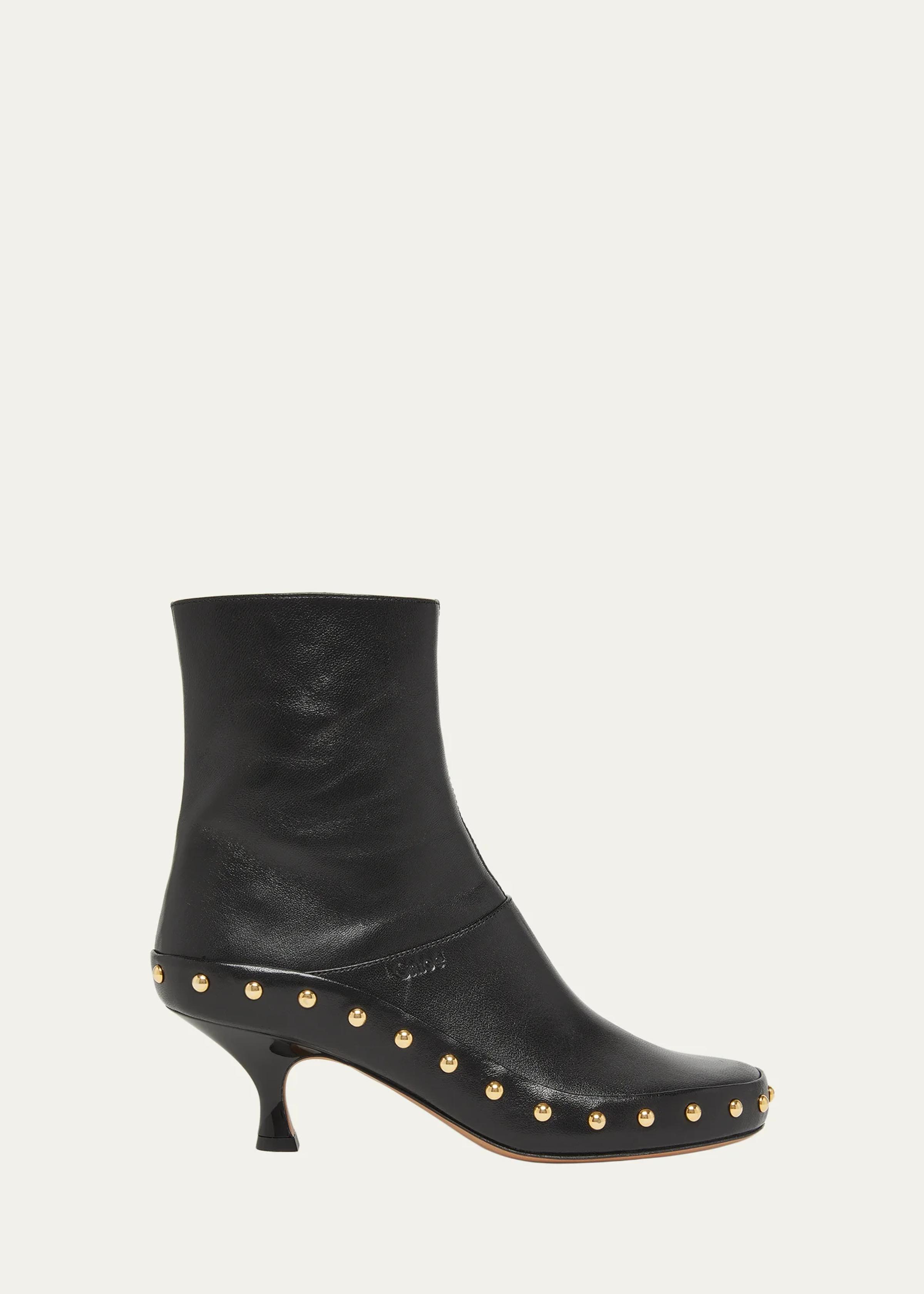 Junie Studded Leather Ankle Boots