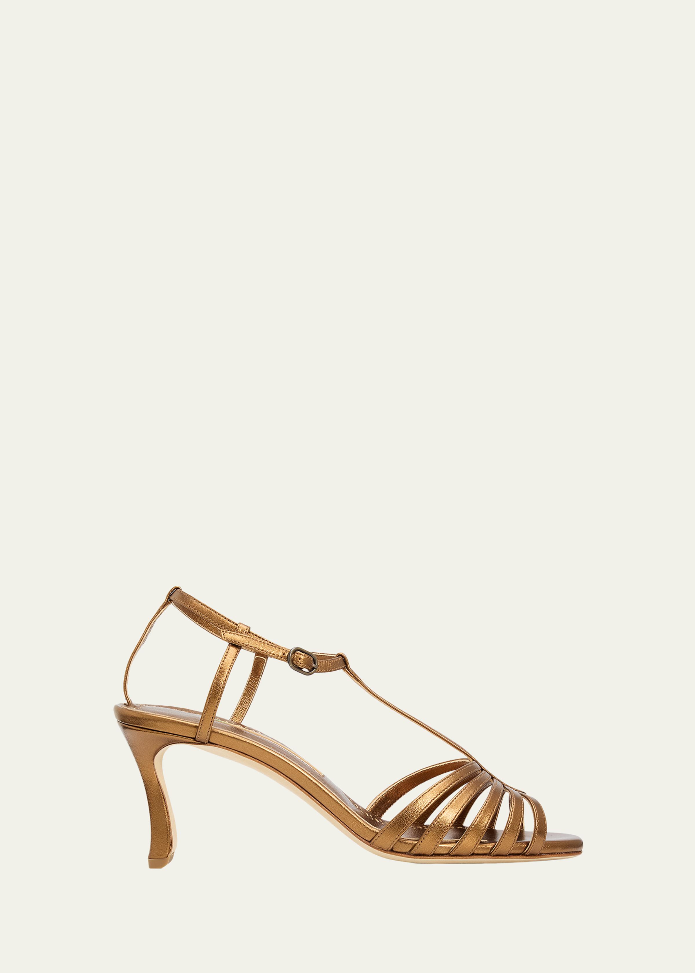 90mm Fulconpla Metallic Leather Caged Sandals