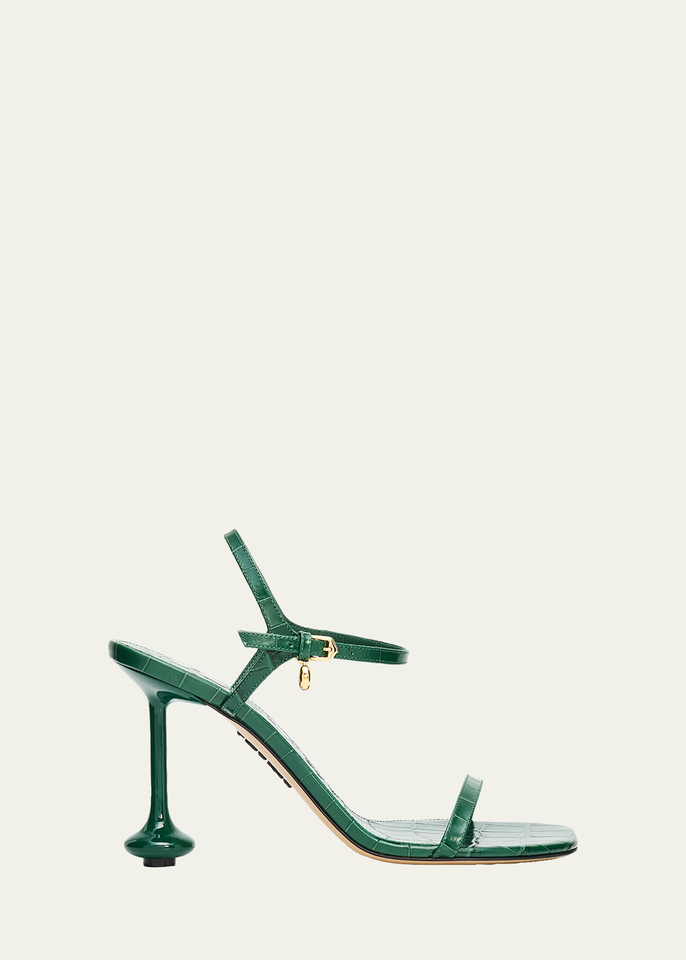 90mm Toy Croc-Embossed Leather Sandals