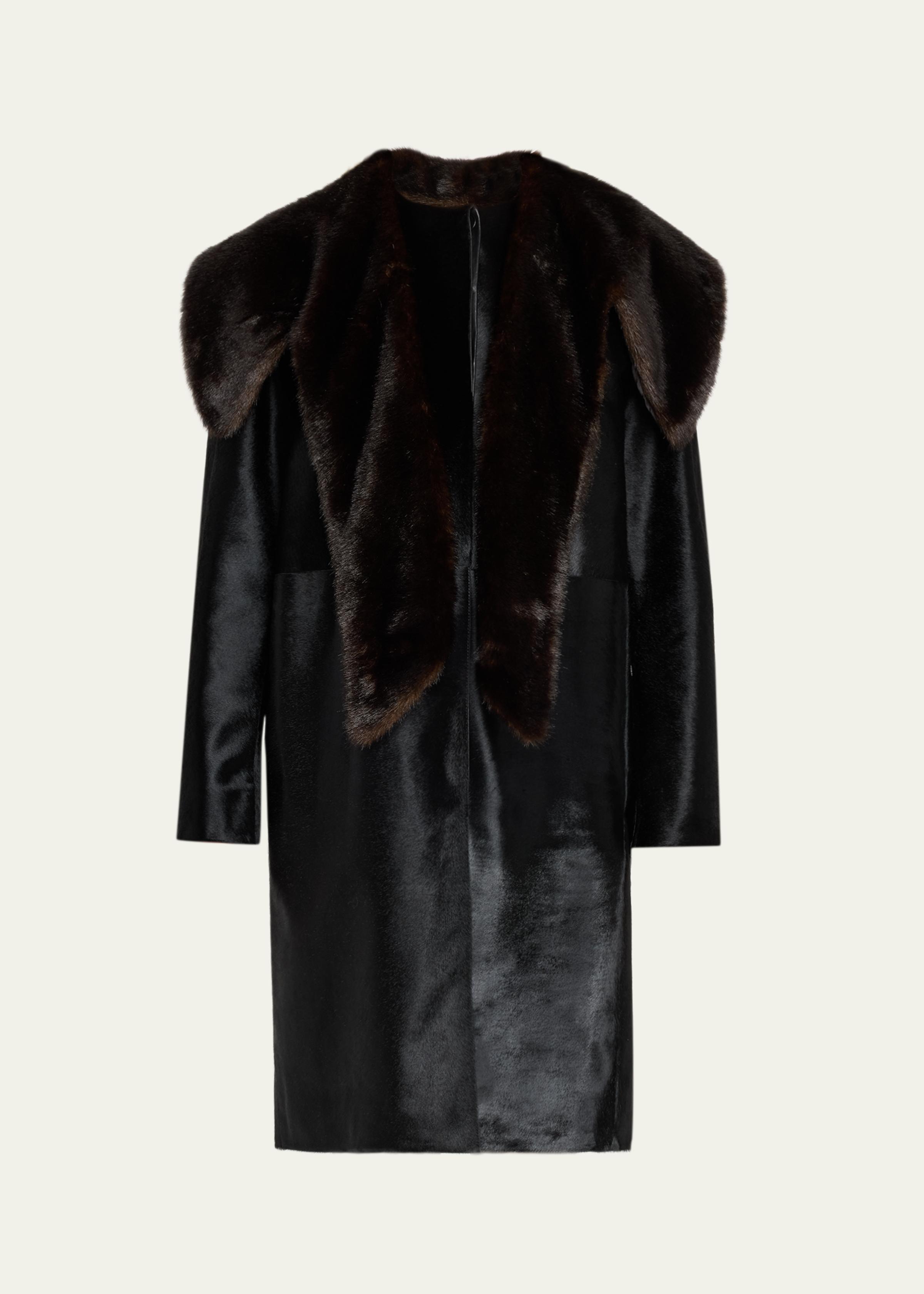 Lotta Oversized Calf Hair and Suede Coat
