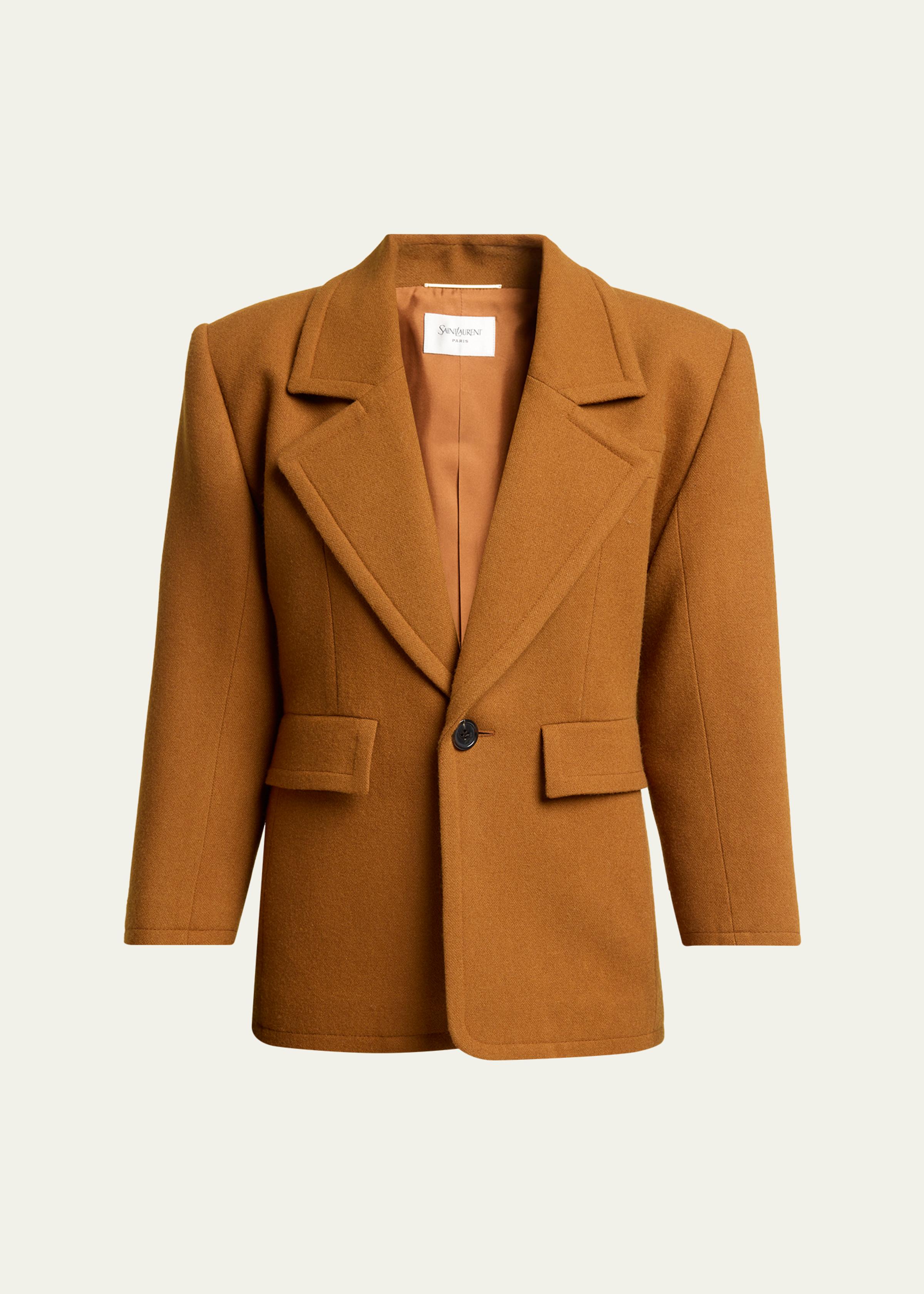 Brushed Wool Single-Breasted Jacket