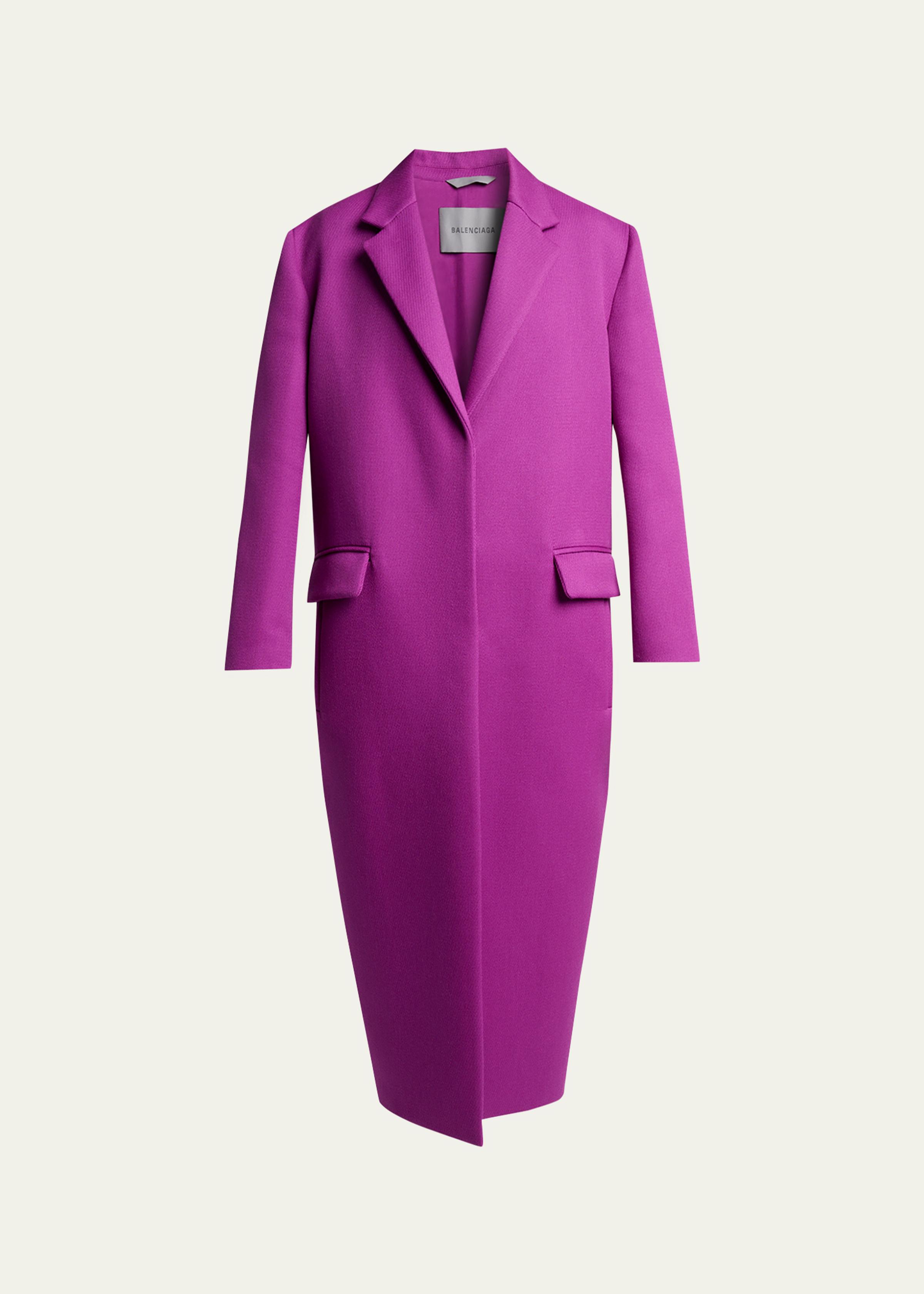 Chunky Wool Gabardine Long Sack Coat