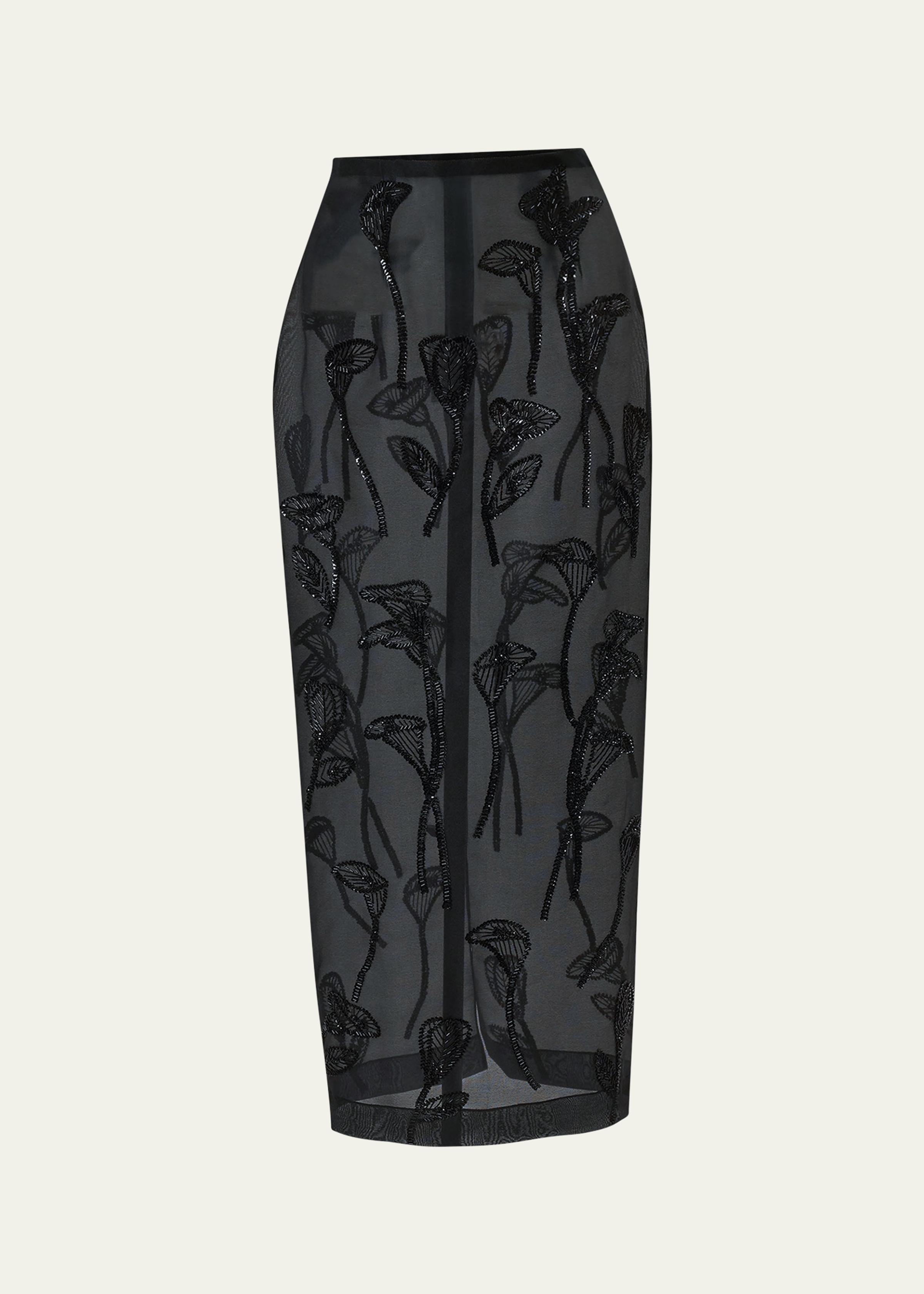 Embellished Silk Maxi Skirt
