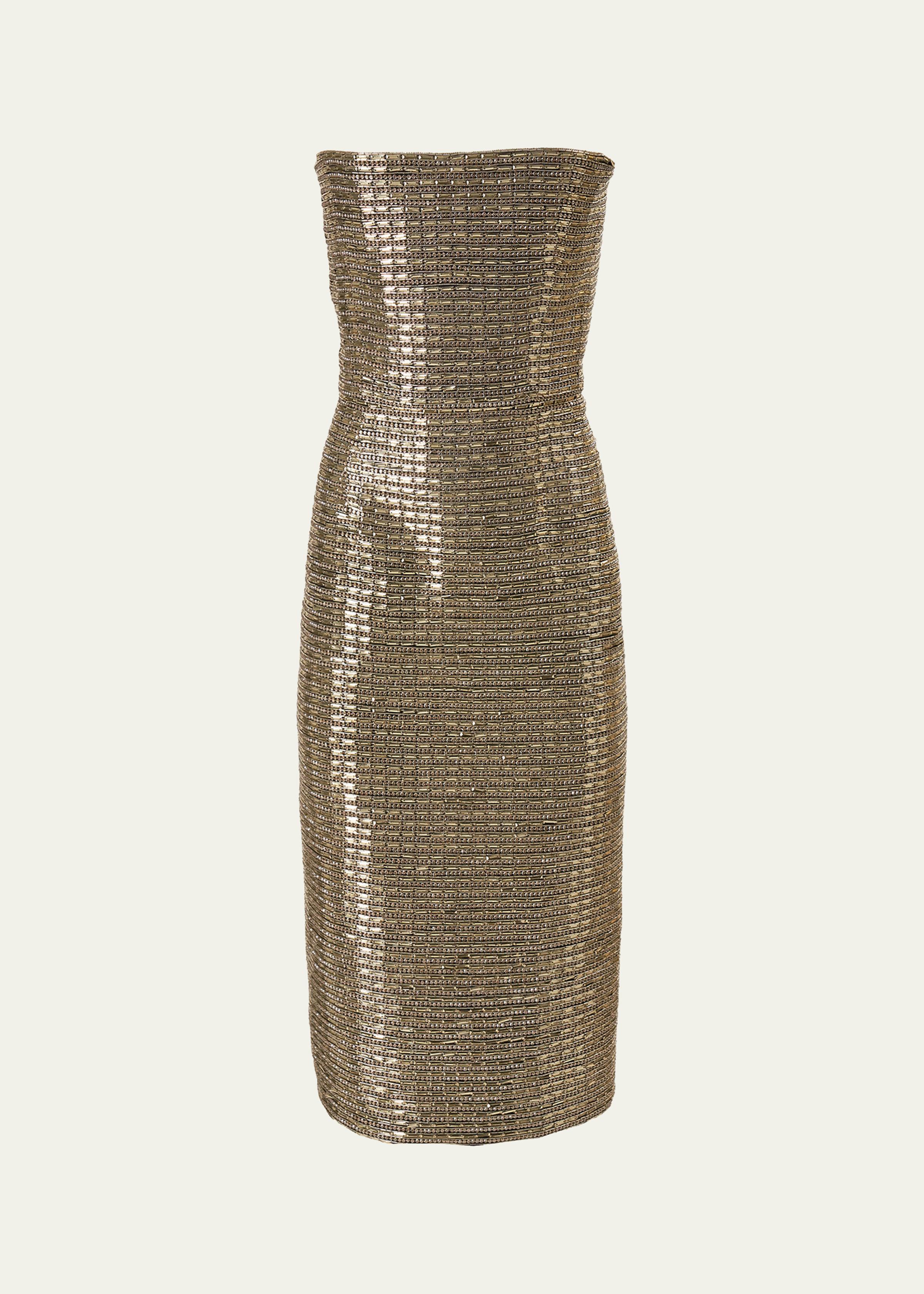 Strapless Embellished Midi Dress
