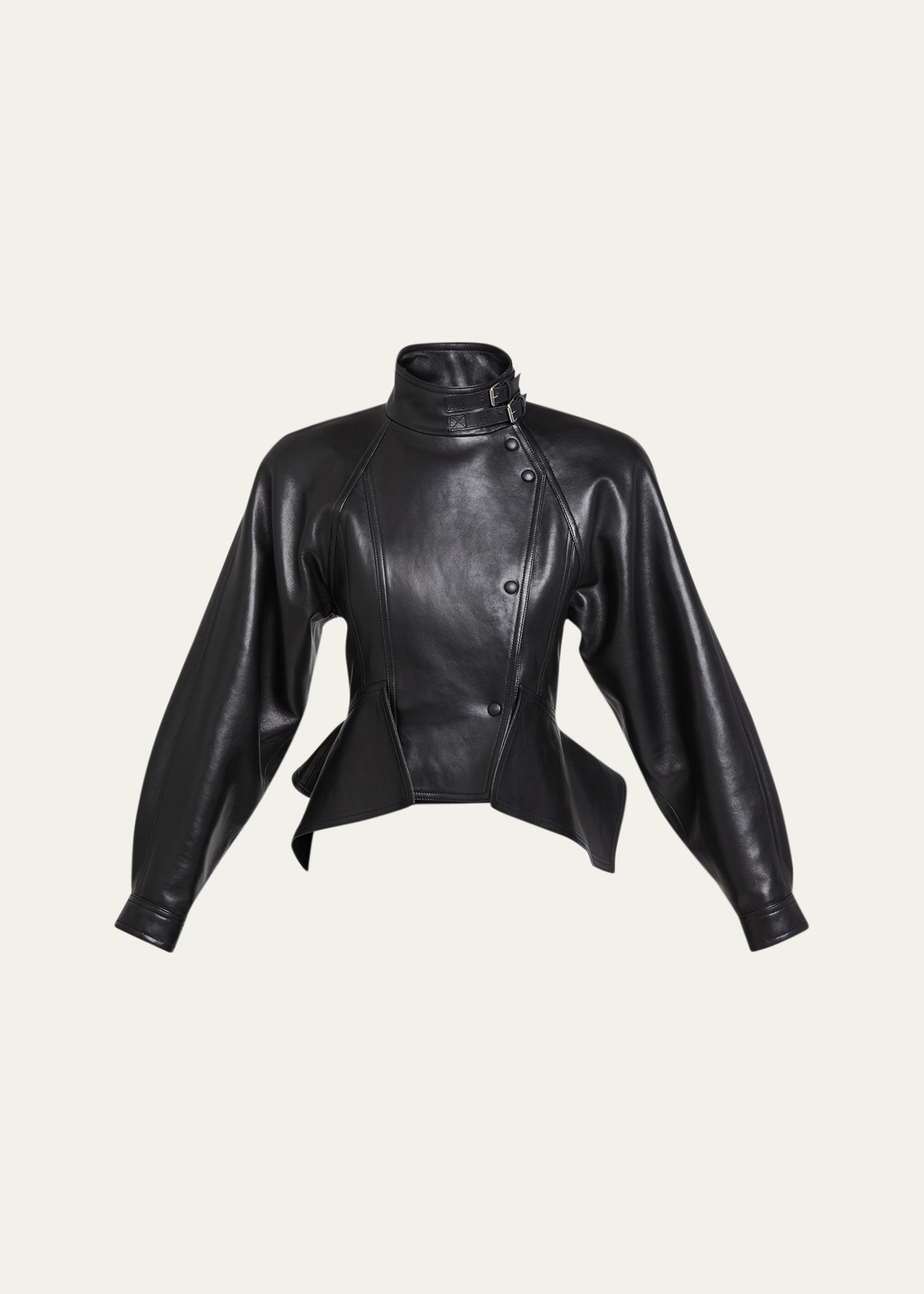 Leather Fitted Peplum Jacket