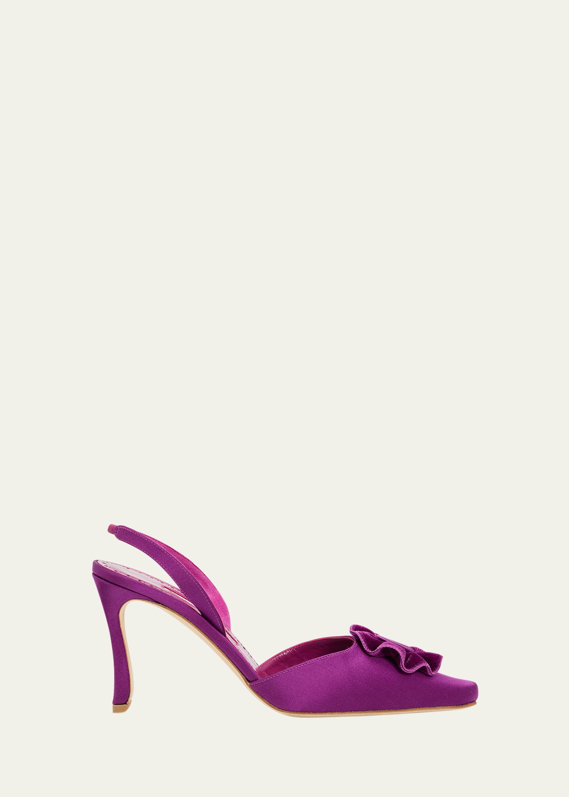 90mm Caulosli Satin Slingback Pumps