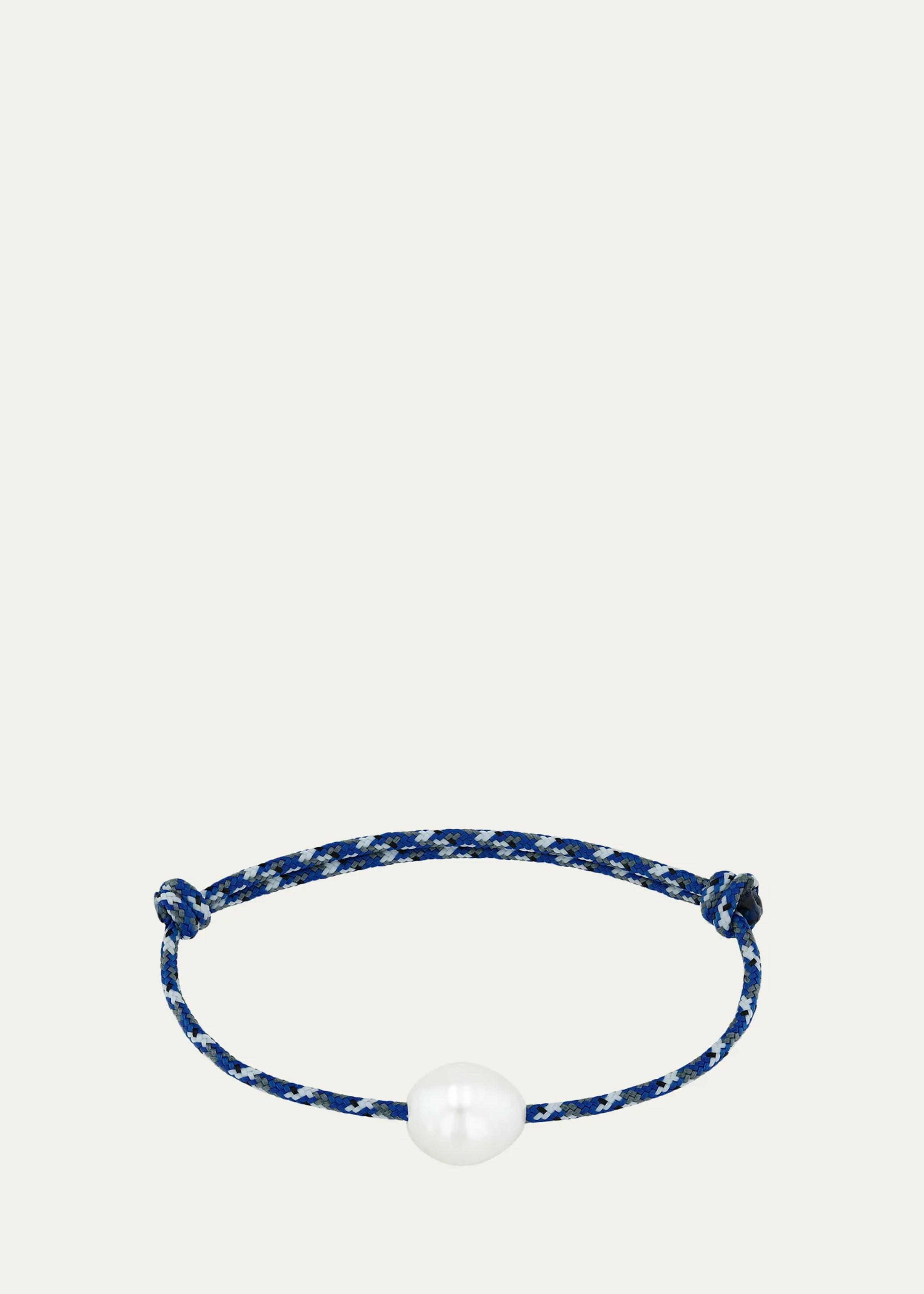Medium Baroque Pearl Paracord Bracelet, Blue