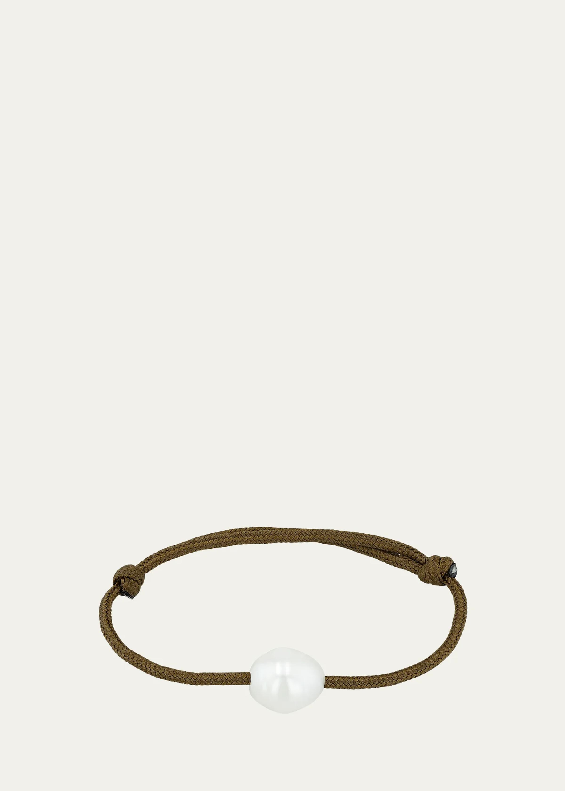 Medium Baroque Pearl Paracord Bracelet, Brown