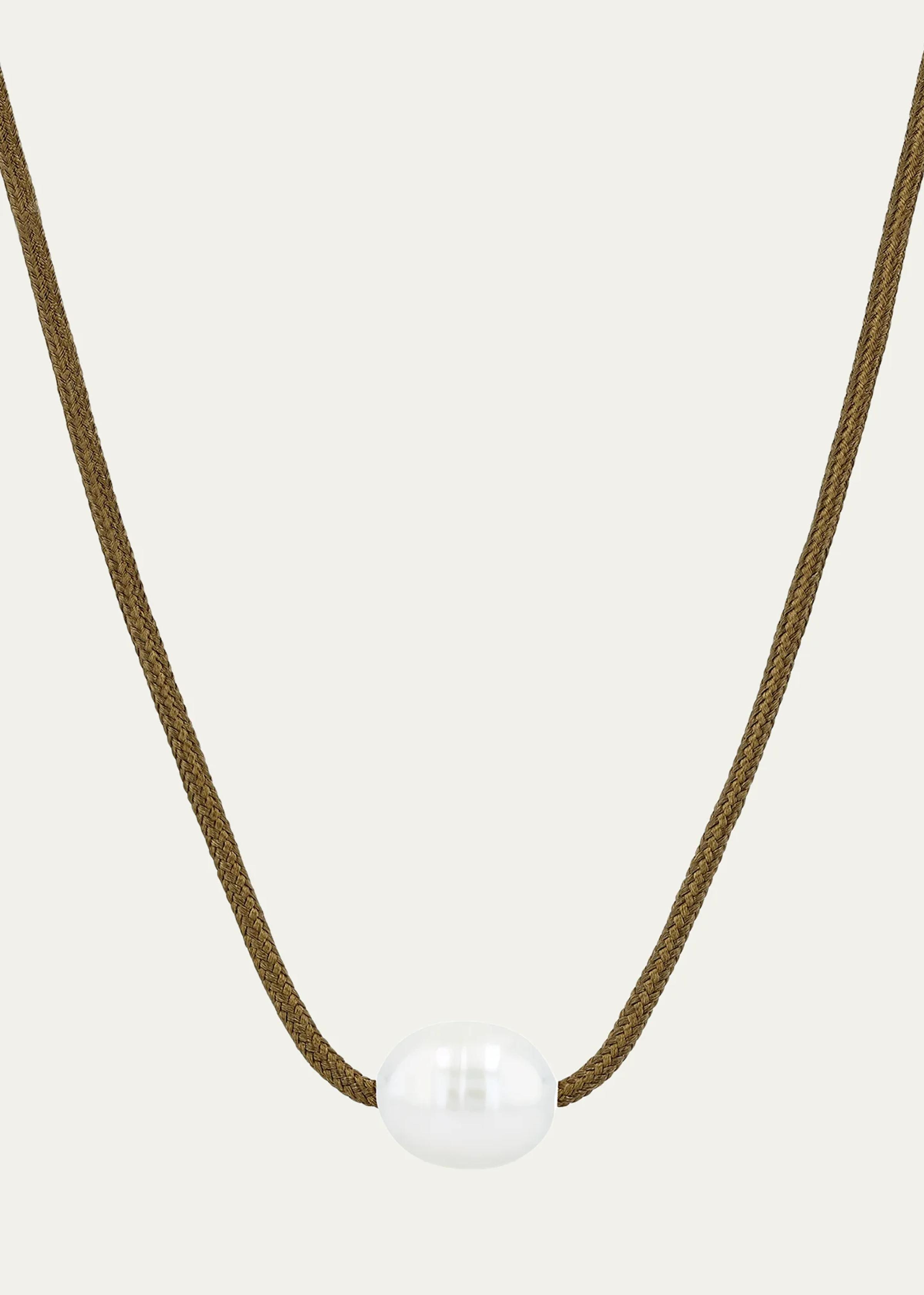 Medium Baroque Pearl Paracord Necklace, Brown