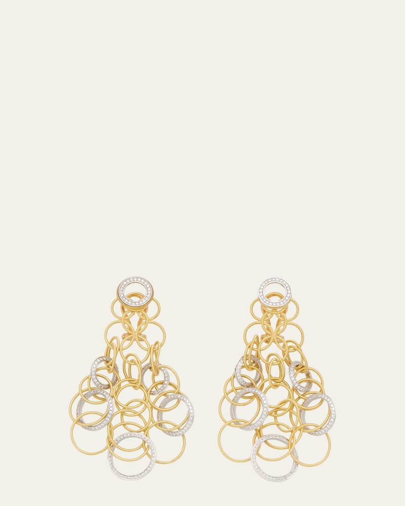 Hawaii 18K Gold and Diamond Short Pendant Earrings, 7cm