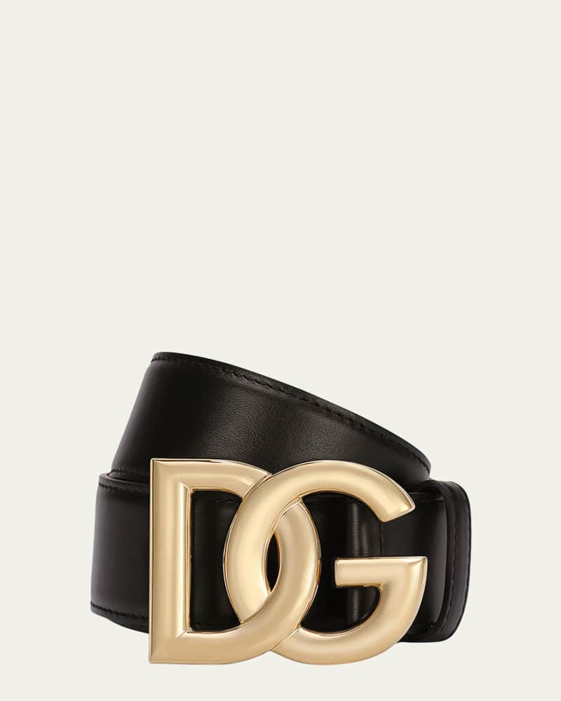 DG Logo Buckle Leather Belt