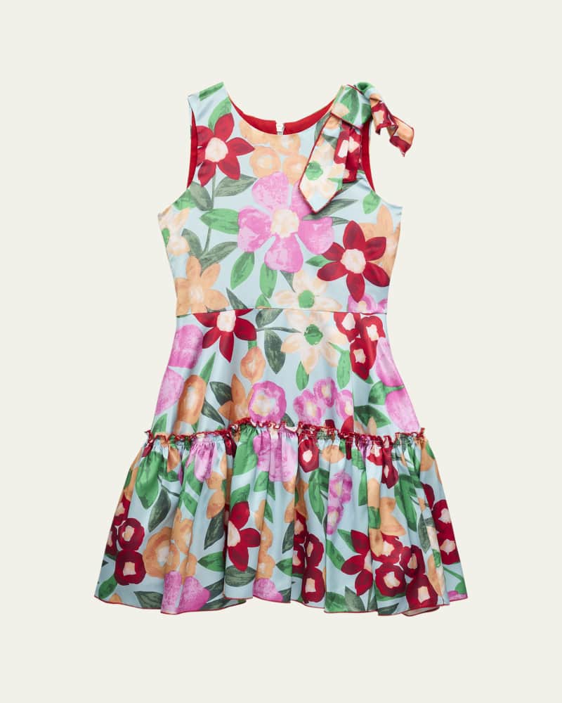 Girl's Madeline Floral-Print Tiered Dress  Size 7-16