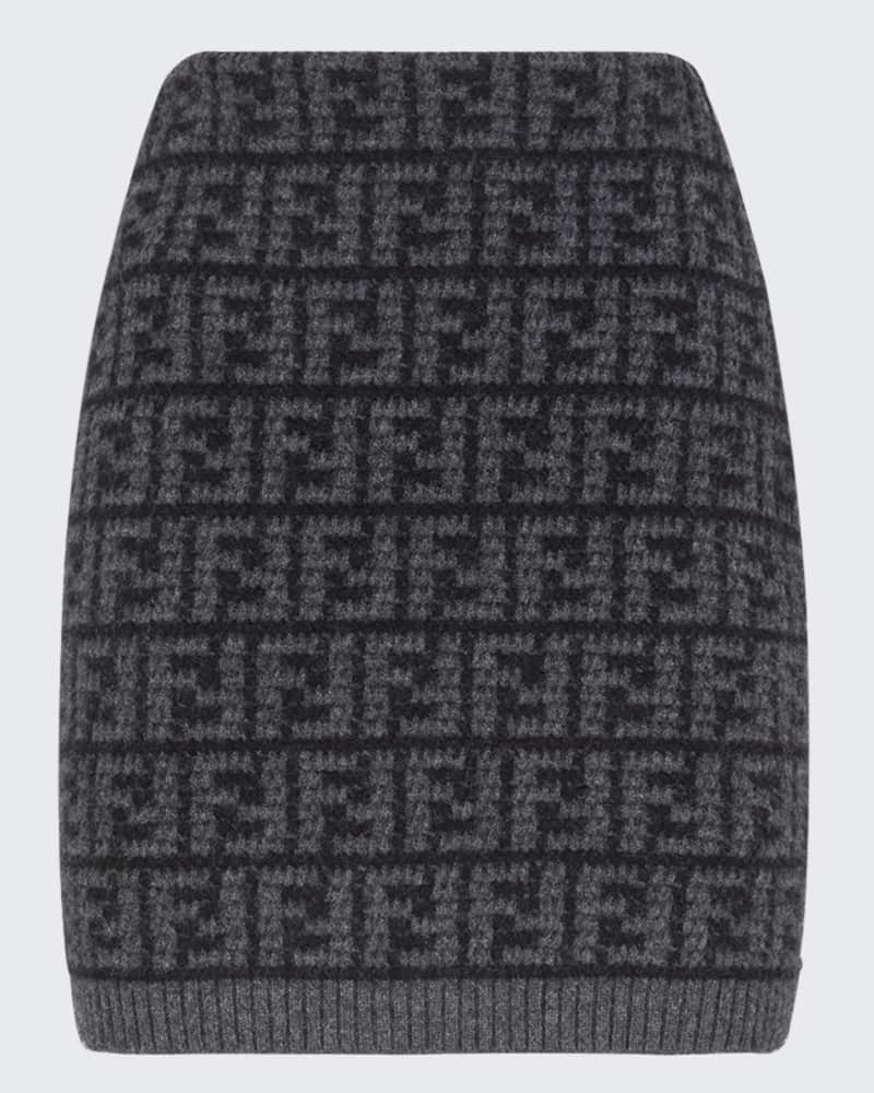 FF Logo Crochet Cashmere Mini Skirt