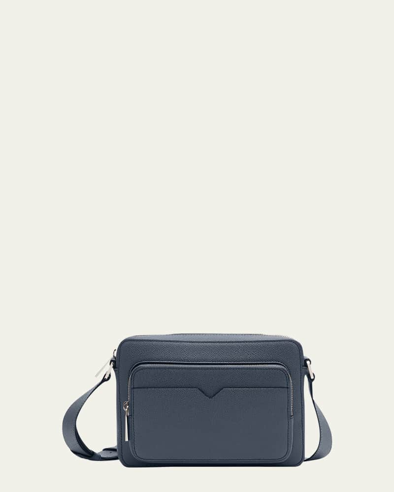 Valextra, V-Line Messenger Bag, Blu