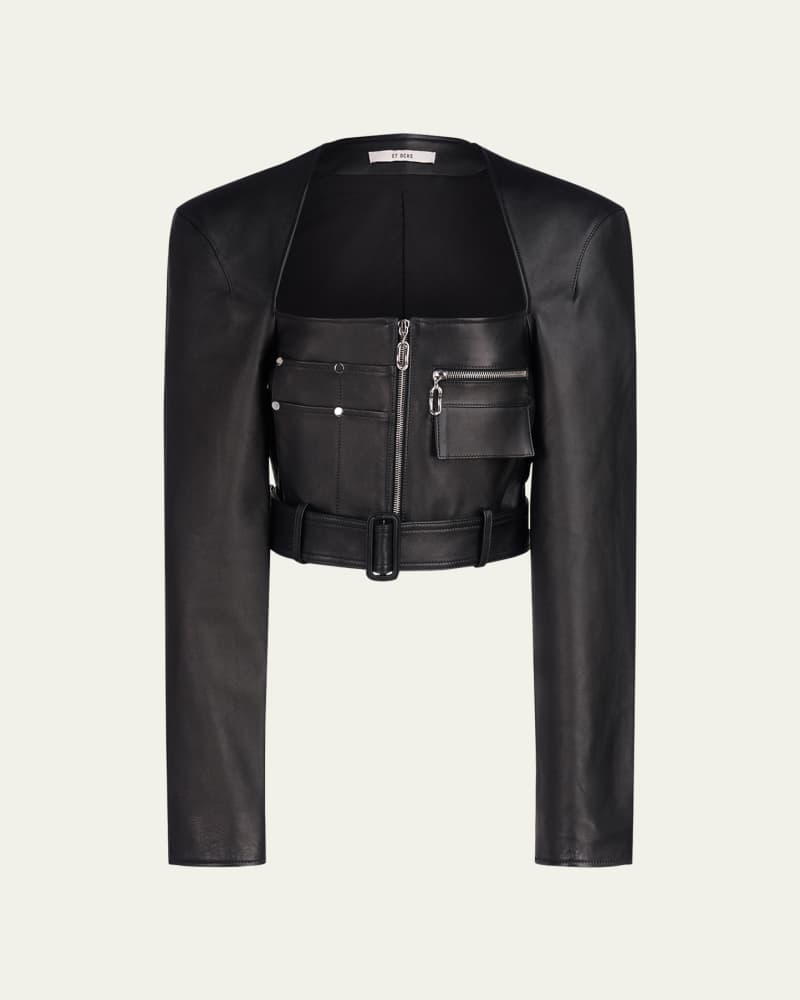 Axel Cropped Utility Leather Jacket