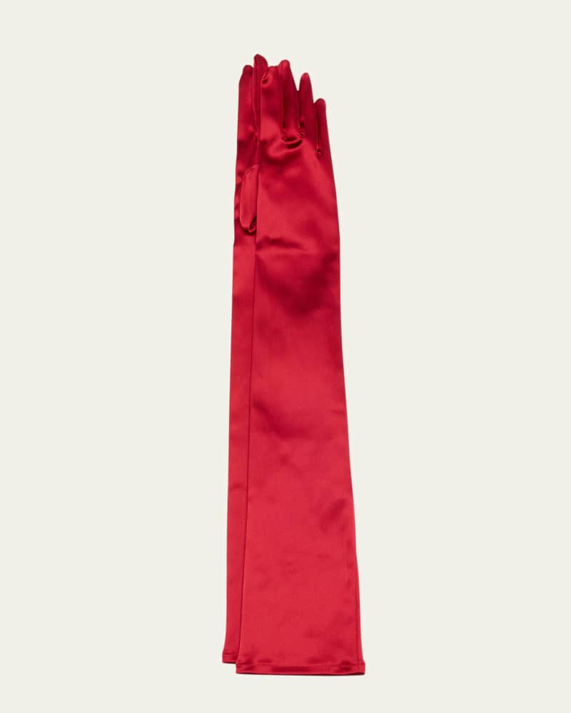 Sfilata Long Red Satin Gloves 