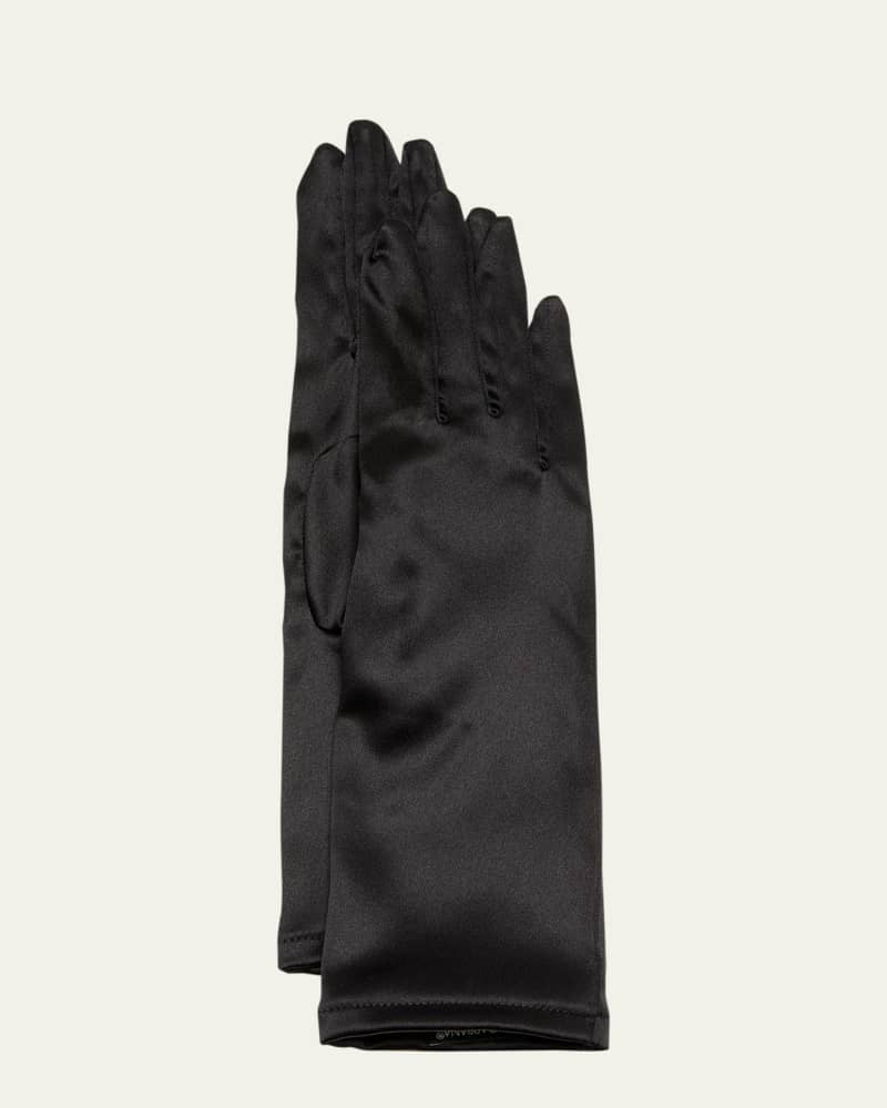 Sfilata Short Black Satin Gloves 
