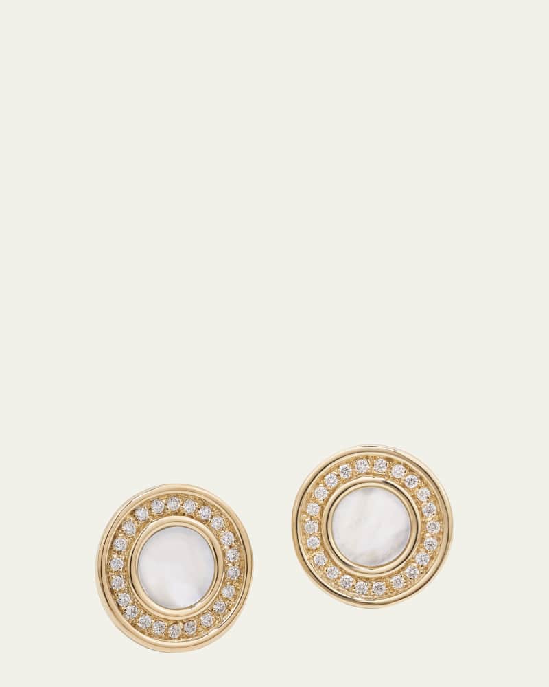 Toscano 18K Yellow Gold Earrings with Mother-of-Pearl and Diamonds 