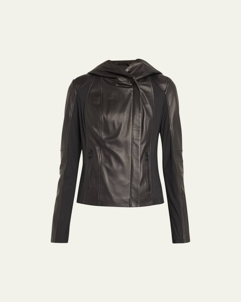 Too Shy Hooded Leather Jacket 