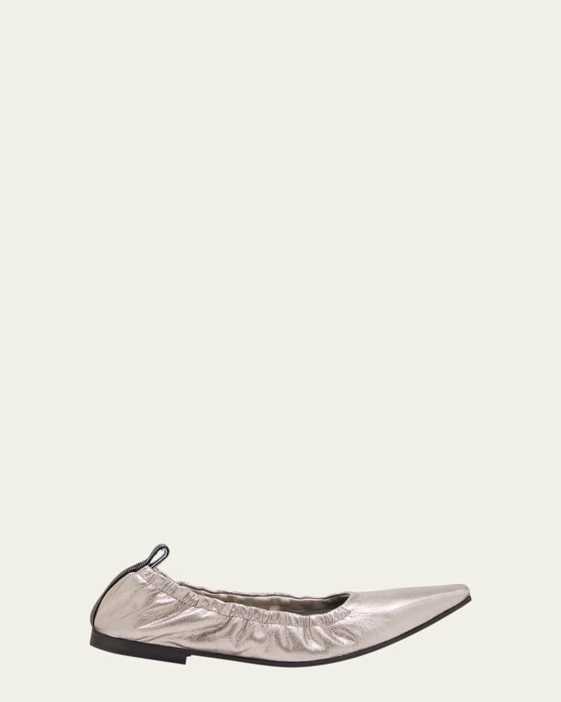 Brunello Cucinelli pointed-toe ballerina shoes - Neutrals