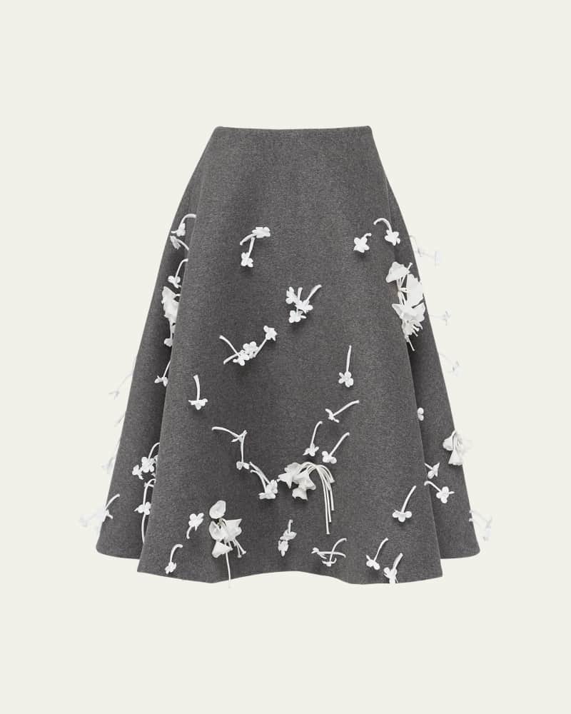 Floral Velour Midi Skirt