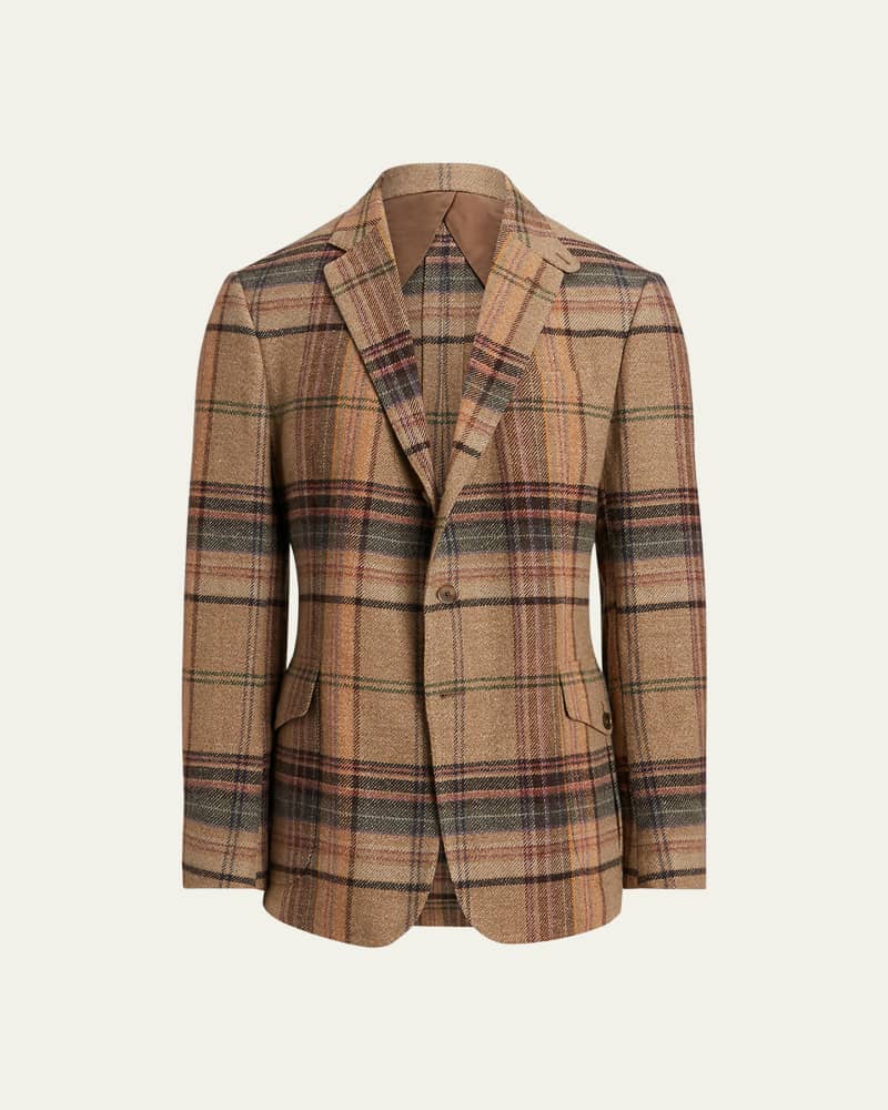 Men's Kent Hand-Tailored Plaid Tweed Sport Coat