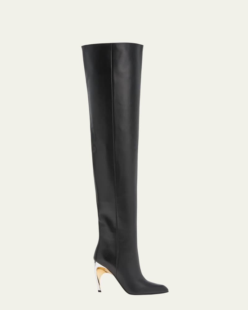 Knee-High Leather Stiletto Boots