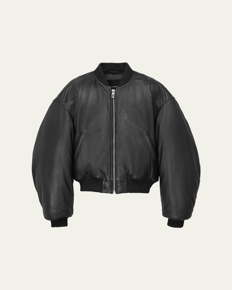 Puffy Leather Bomber Jacket