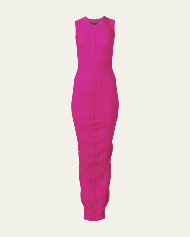Ribbed Wool Twisted Body-Con Dress