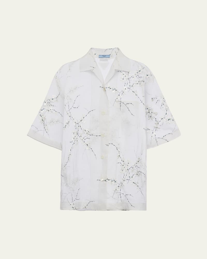 Floral Embroidered Button Down Shirt