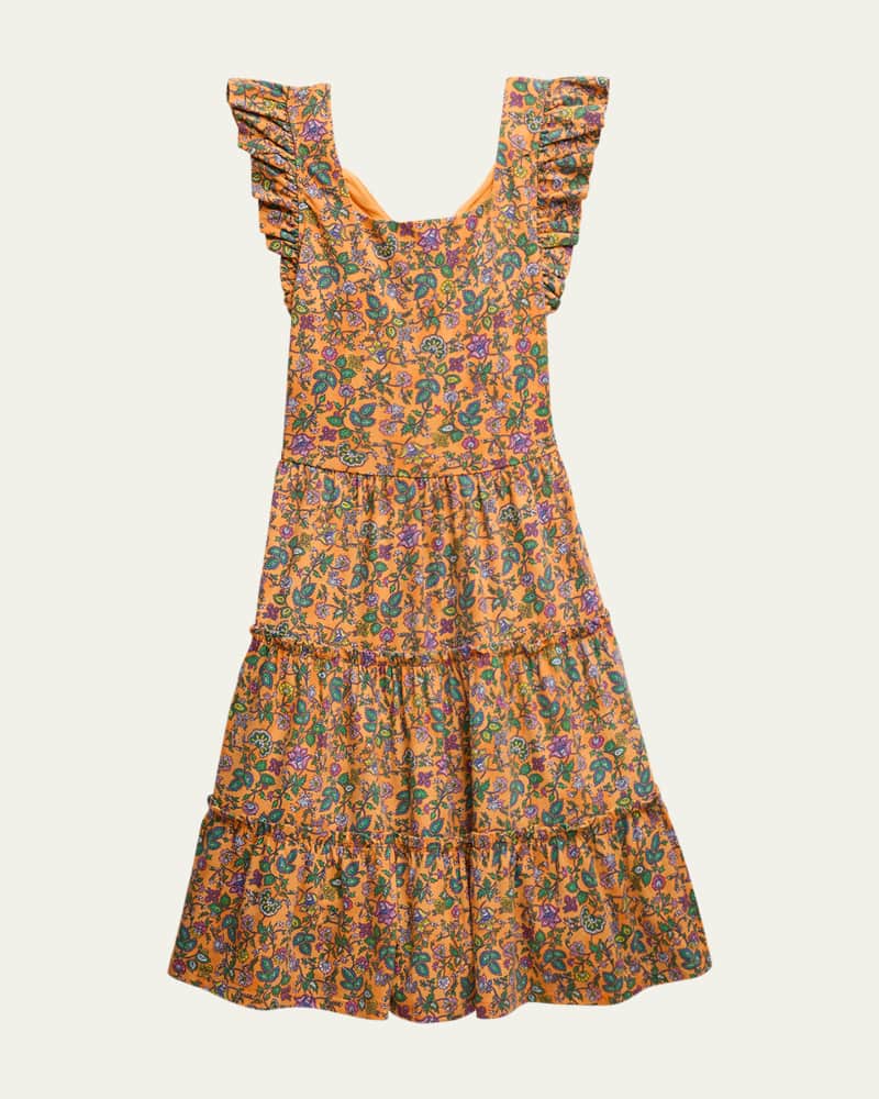 Girl's Micro Floral-Print Ruffle Dress  Size S-XL