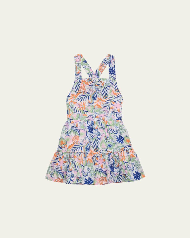 Girl's Tropical-Print Day Dress  Size 2-6X