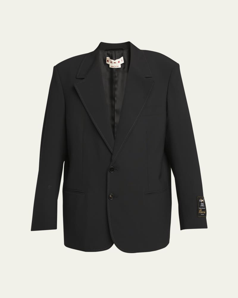 Topstitch Revers Oversized Single-Breasted Jacket