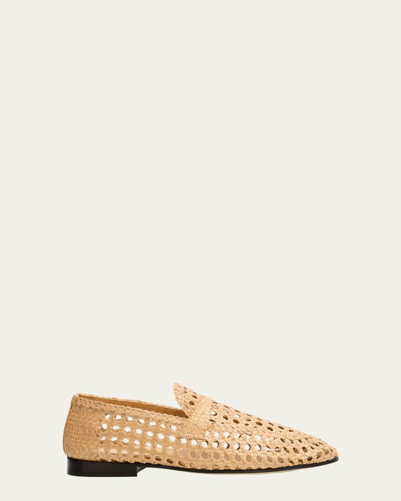 Woven Leather Slip-On Loafers